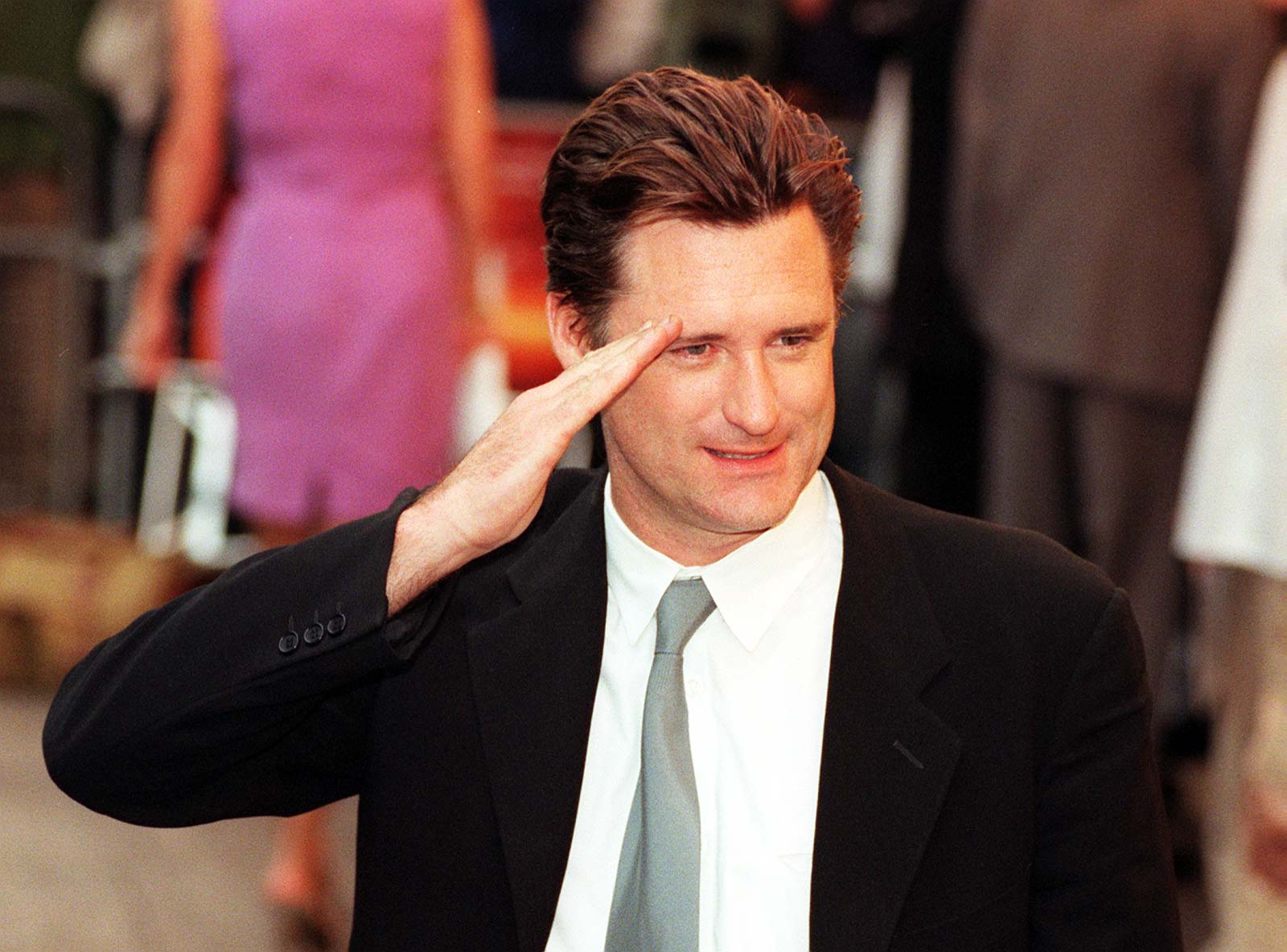 Bill Pullman giving a salute at 'Independence Day' premiere