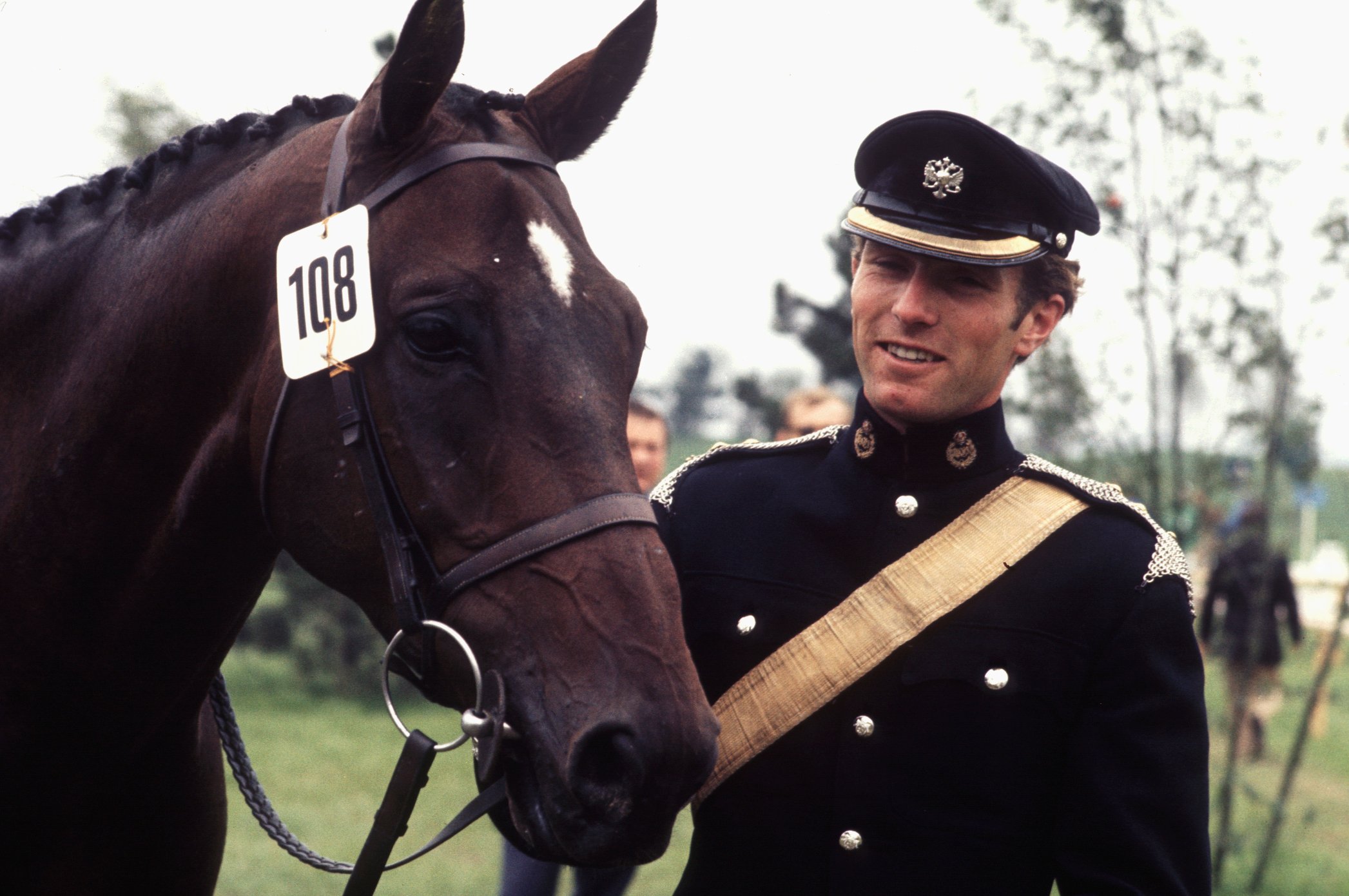 Captain Mark Phillips with a horse at the Olympic Games in Munich, Germany