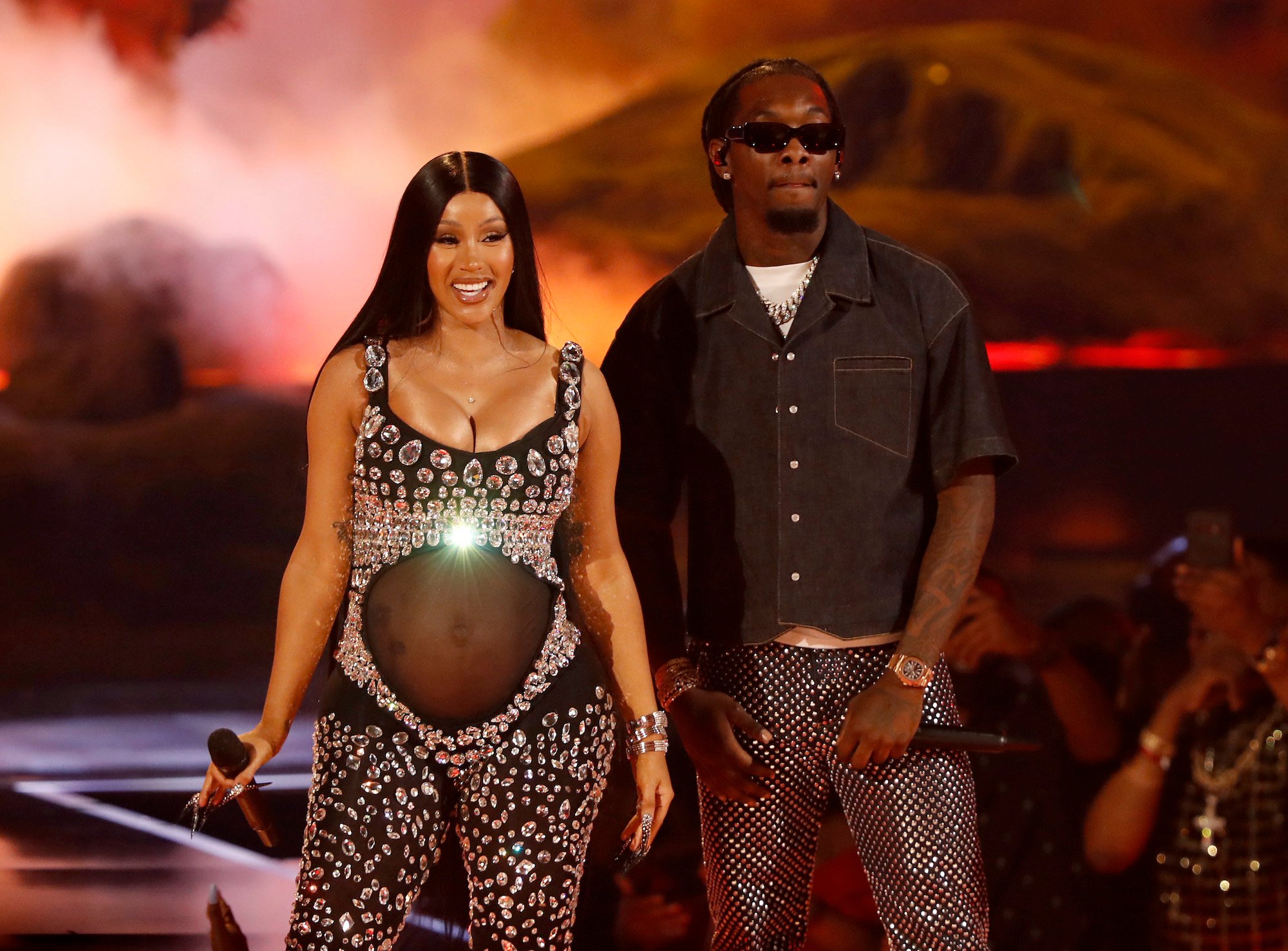 Cardi B and Offset onstage at the 2021 BET Awards