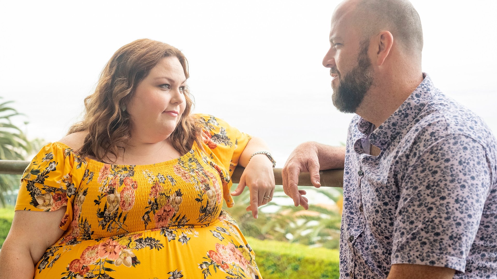 Chrissy Metz as Kate and Chris Sullivan as Toby talk before Kevin and Madison’s wedding in the ‘This Is Us’ Season 5 Episode 16 finale