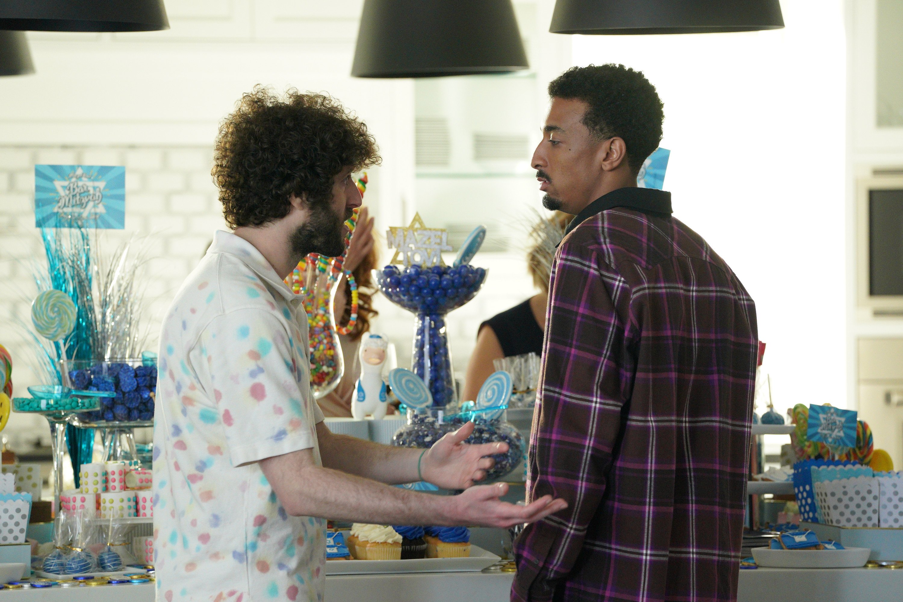 Dave 'Lil Dicky' Burd and Travis 'Taco' Bennett as Elz in FX series 'Dave' Season 2 'Bar Mitzvah'