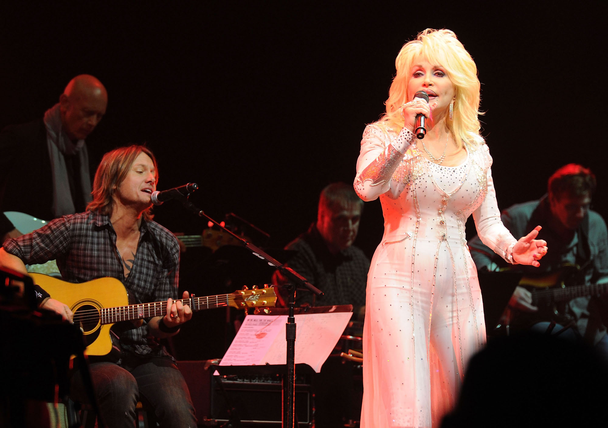 Keith Urban and Dolly Parton performing onstage at the 2010 We're All For The Hall benefit concert