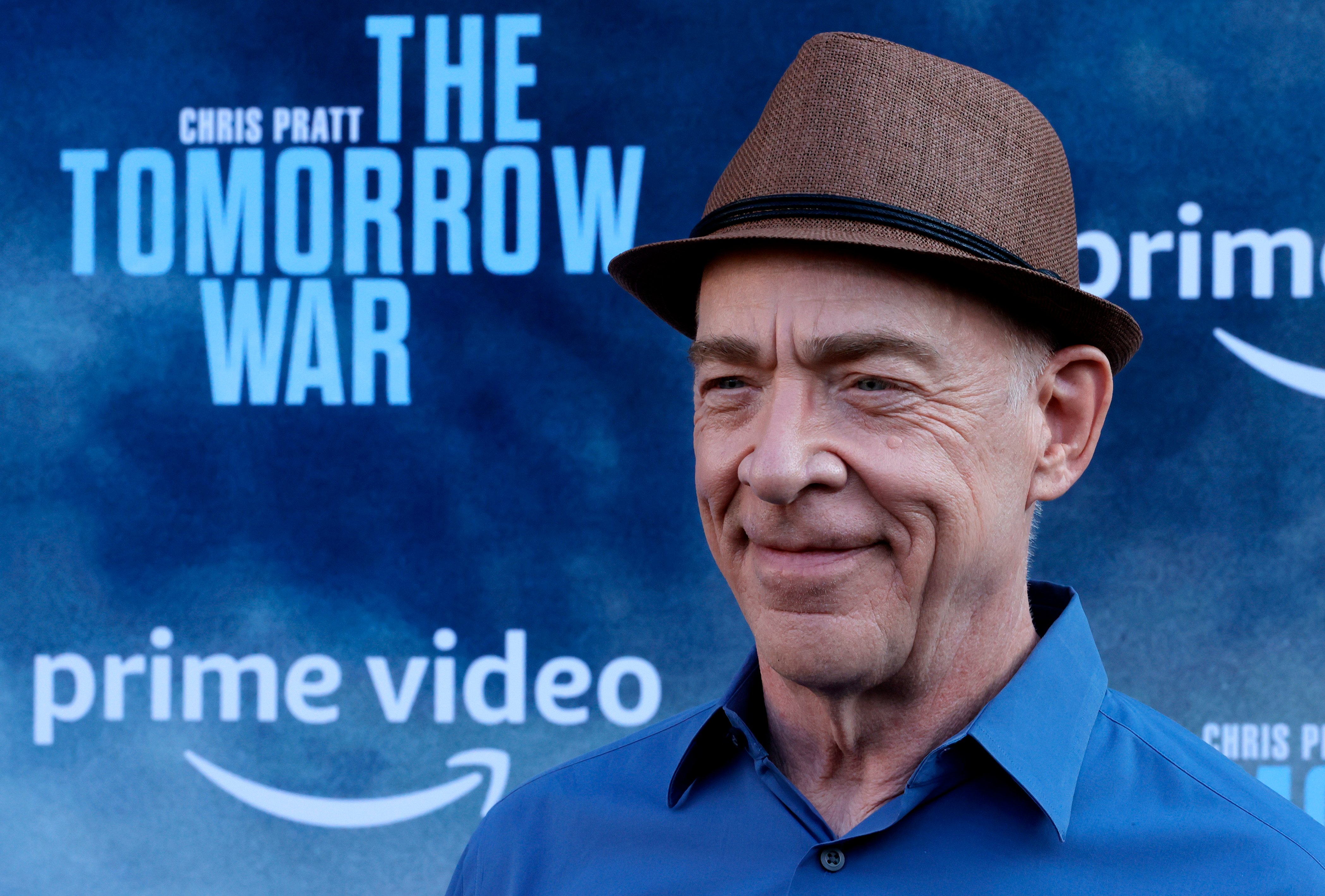 JK Simmons wearing a hat at premiere of 'The Tomorrow War'