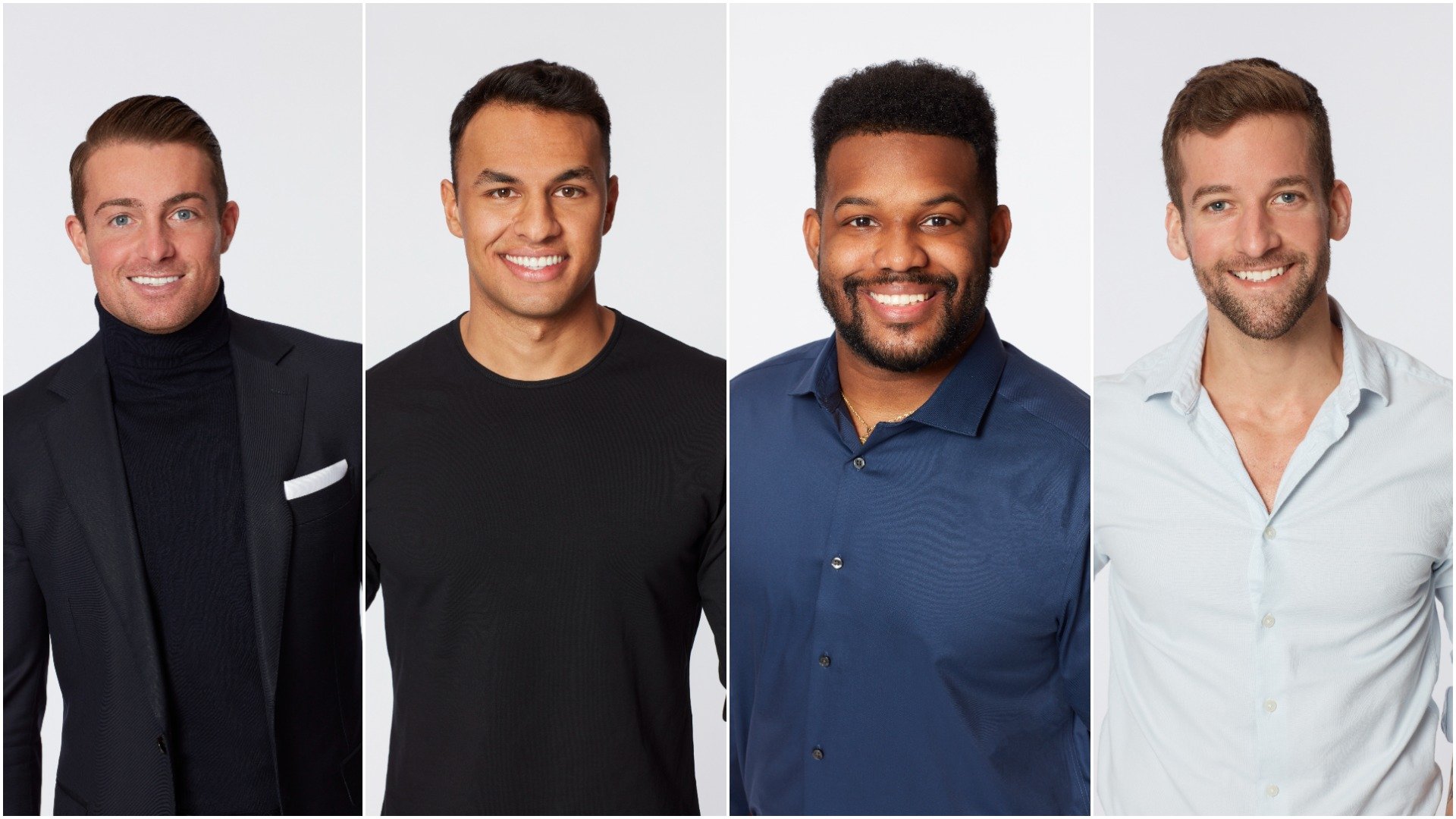 Headshots of James Bonsall, Aaron Clancy, Tre Cooper, and Connor Brennan from ‘The Bachelorette’ and ‘Bachelor in Paradise’ in 2021