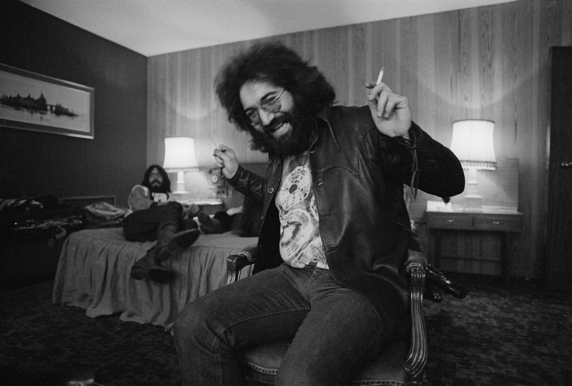 Jerry Garcia of the band The Grateful Dead in a London hotel