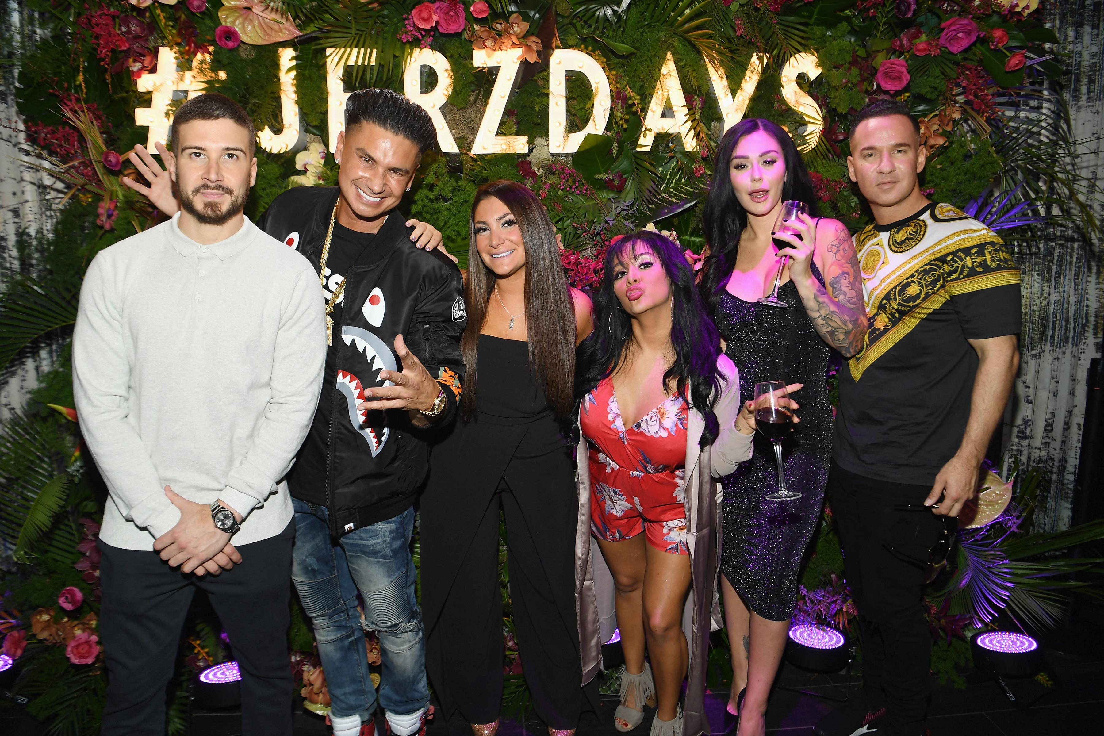 Vinny Guadagnino, Paul 'DJ Pauly D' DelVecchio, Deena Cortese, Nicole 'Snooki' Polizzi, Jenni 'JWoww' Farley and Mike 'The Situation' Sorrentino attend MTV's "Jersey Shore Family Vacation" New York premiere