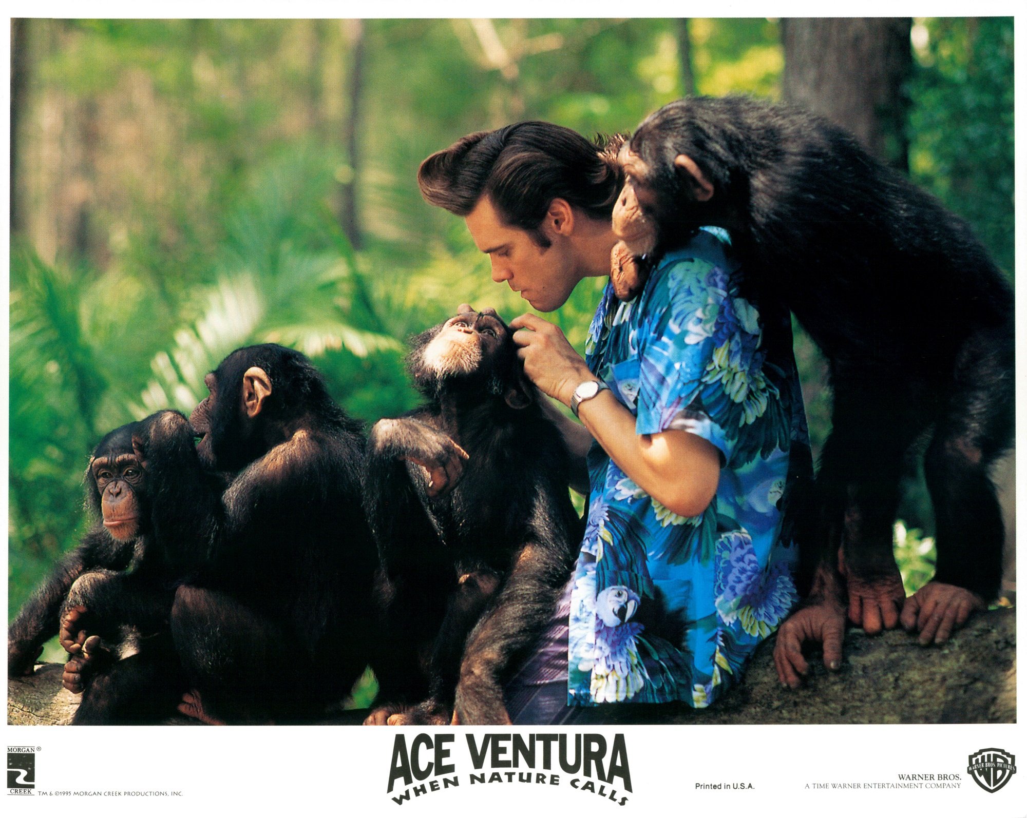 Jim Carrey picks monkey hair in Ace Ventura: When Nature Calls