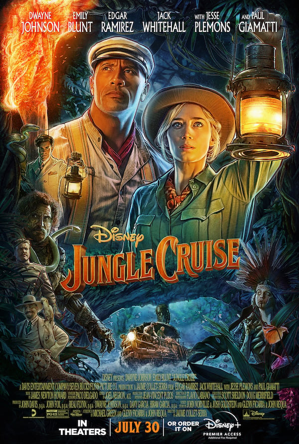 A poster of Disney's 'Jungle Cruise,' featuring Emily Blunt and Dwayne 'The Rock' Johnson
