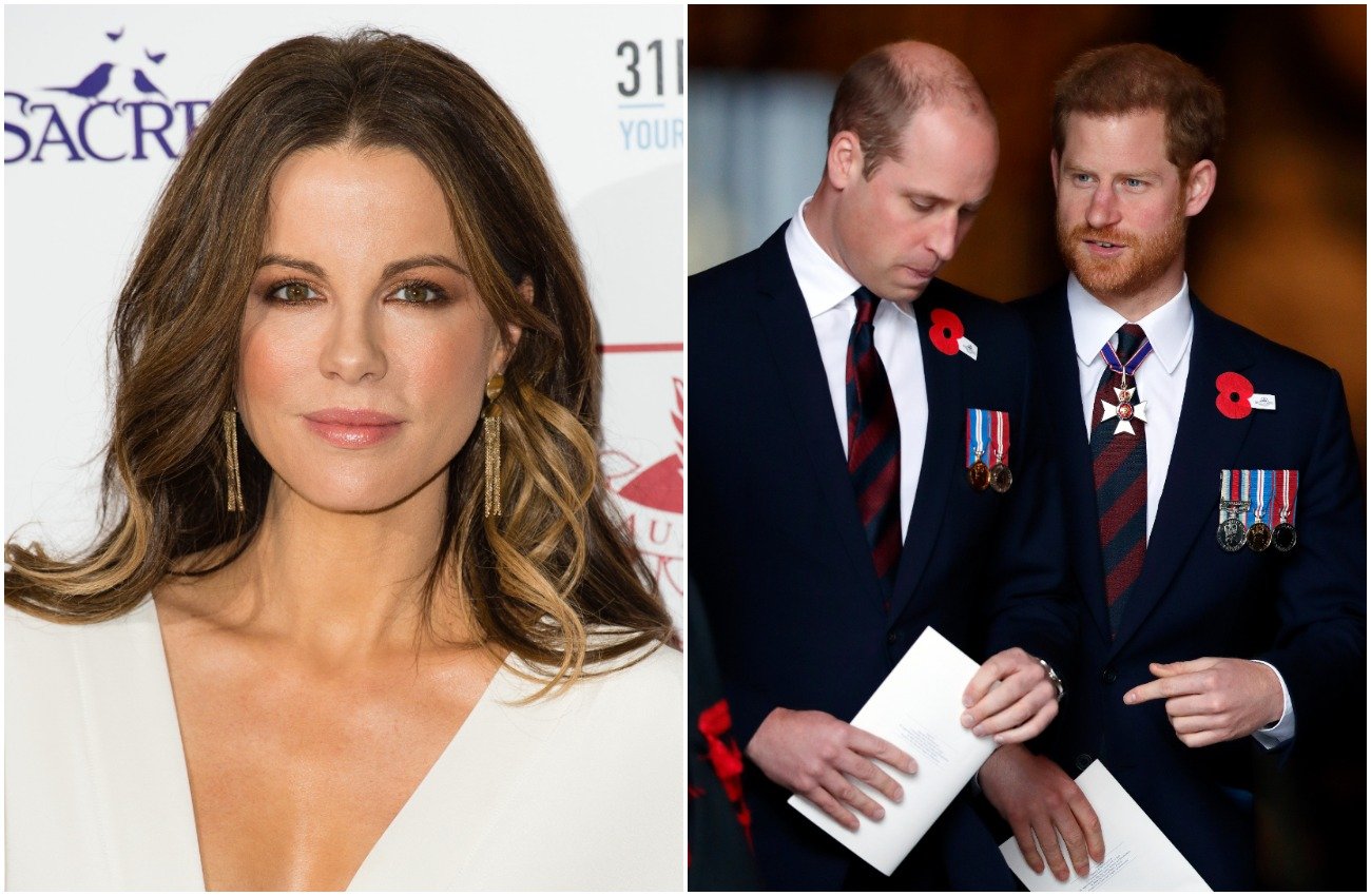 Photos of Kate Beckinsale, Prince William and Prince Harry side by side