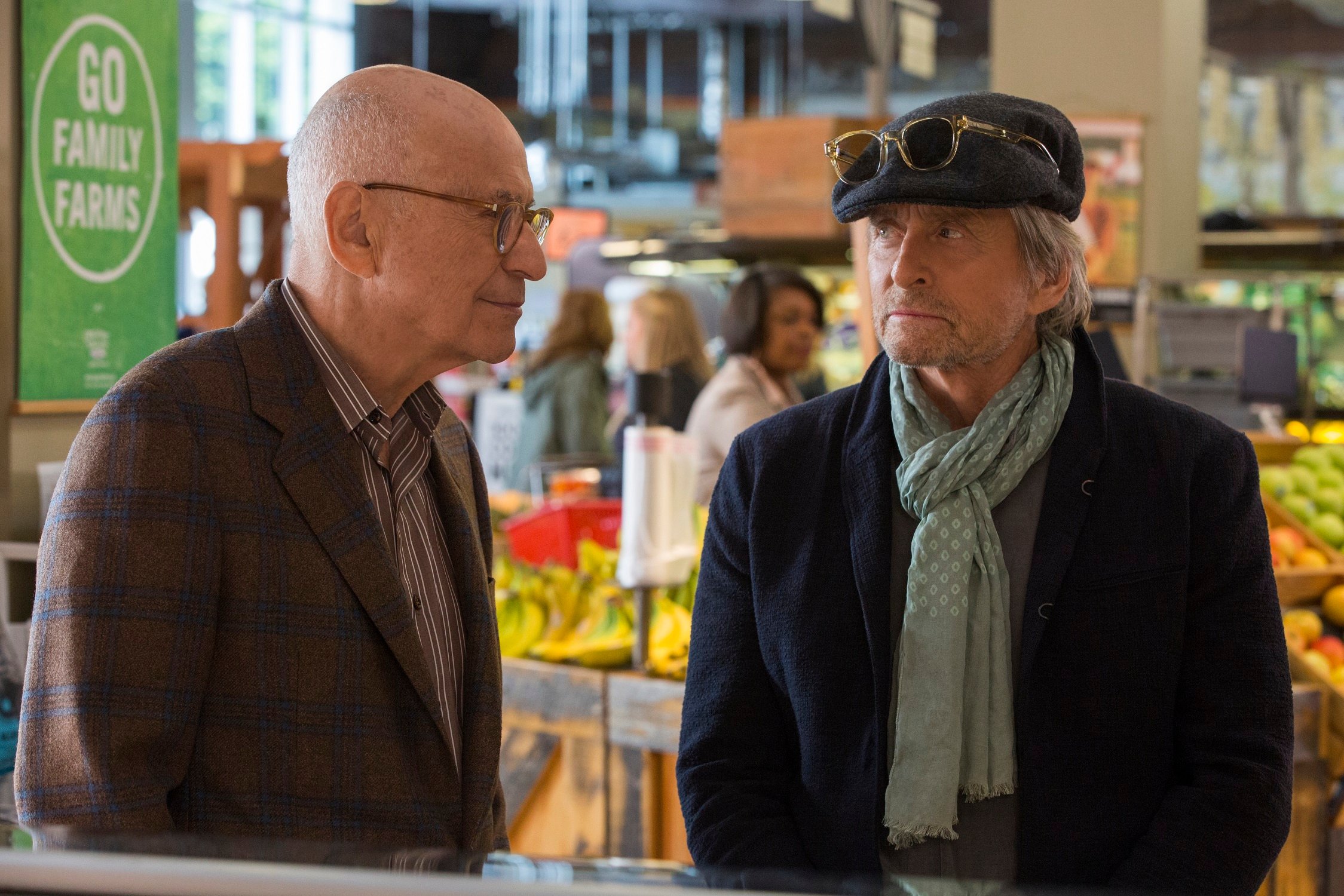 Alan Arkan as Norm Newlander and Michael Douglas as Sandy Kominsky in 'The Kominsky Method'