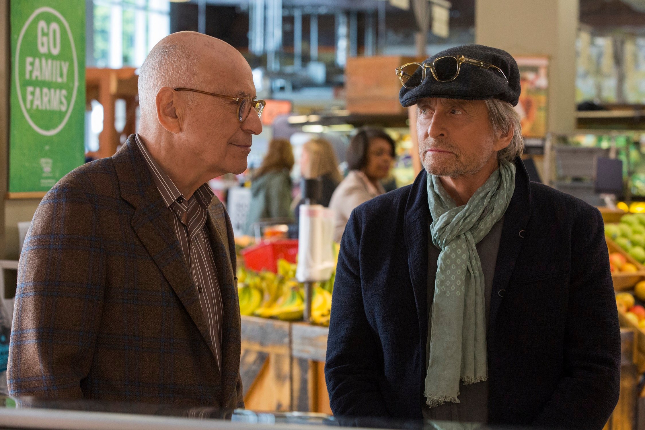 Alan Arkan as Norm Newlander and Michael Douglas as Sandy Kominsky in 'The Kominsky Method' 