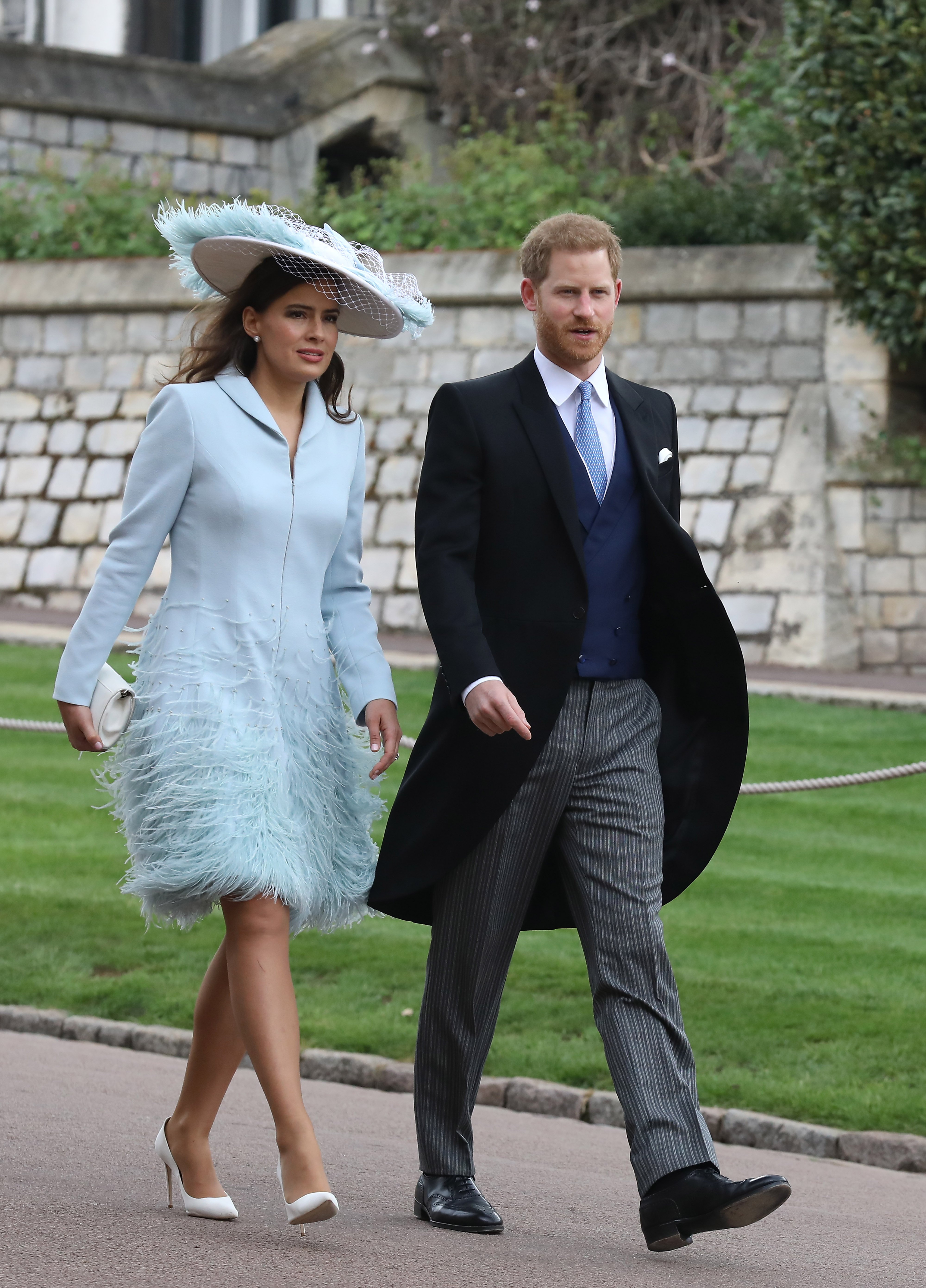 Lady Frederick Windsor arriving to St. George's Chapel with Prince Harry ahead of the wedding of Lady Gabriella Windsor