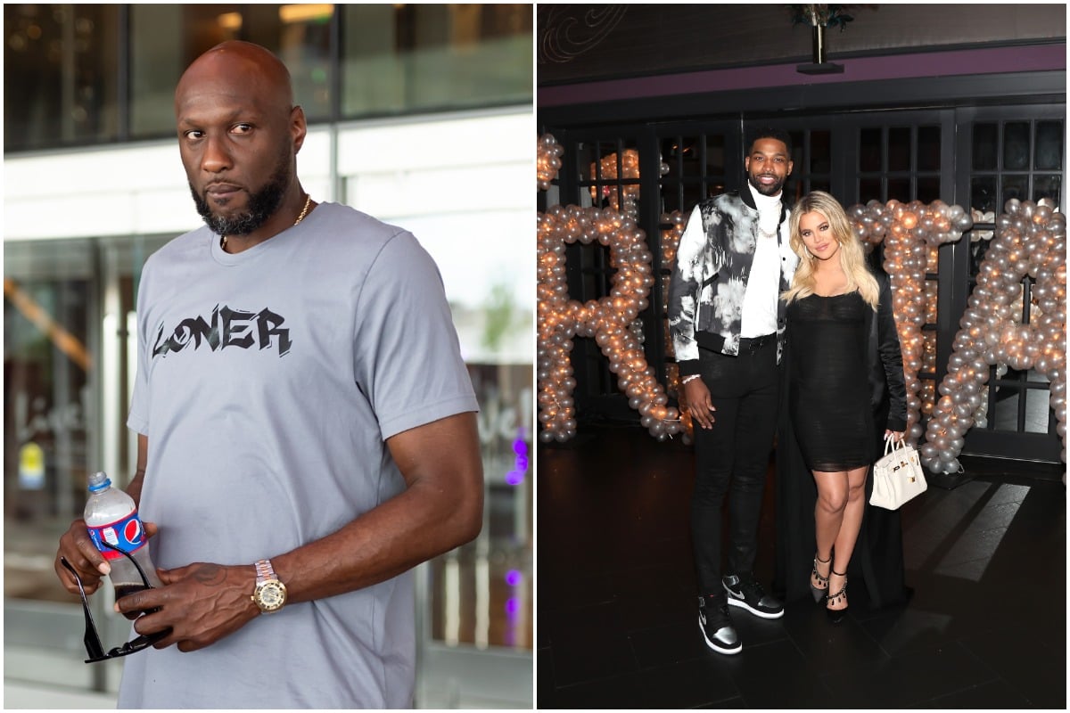 A side-by-side photo of Lamar Odom, Khloé Kardashian, and Tristan Thompson