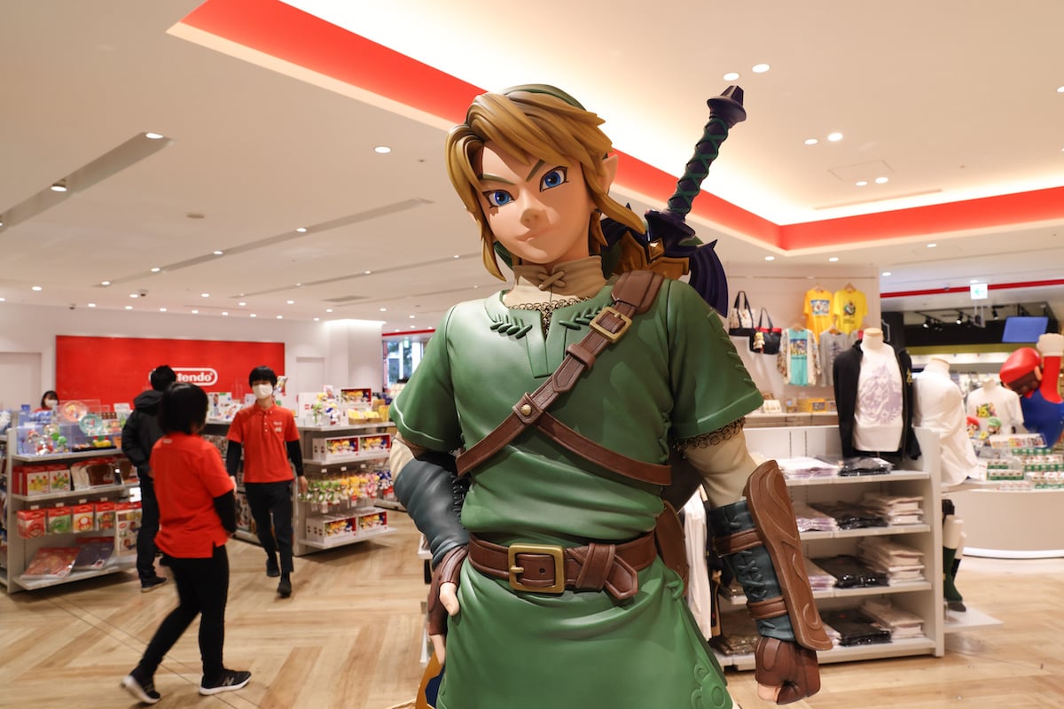Link figurine from The Legend of Zelda in the Nintendo store in Tokyo