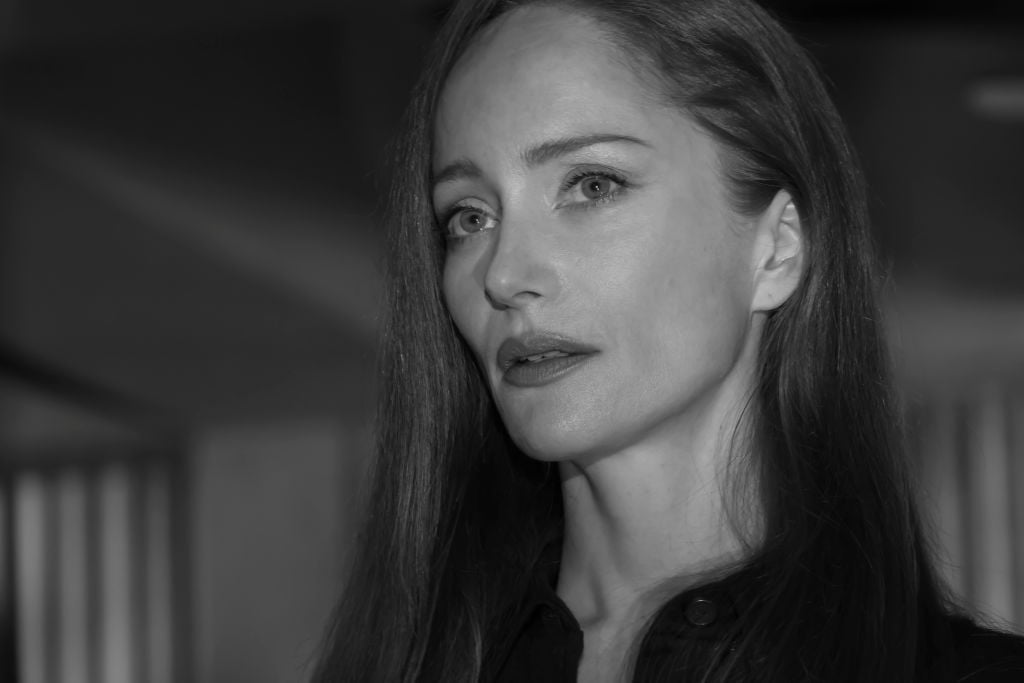 Lotte Verbeek as Katarina Rostova in a black and white closeup.