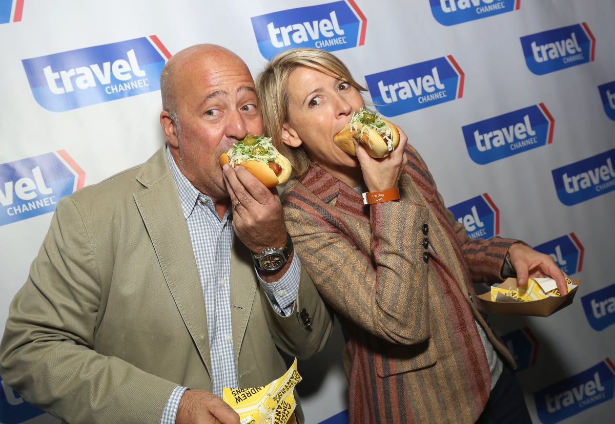 Andrew Zimmern and Martha Stewart attend at Top Dog: A NY Hot Dog Competition Hosted By Andrew Zimmern, part of LOCAL presented by Delta Air Lines, during Food Network & Cooking Channel New York City Wine & Food Festival presented By FOOD & WINE at The Standard Highline on October 17, 2015