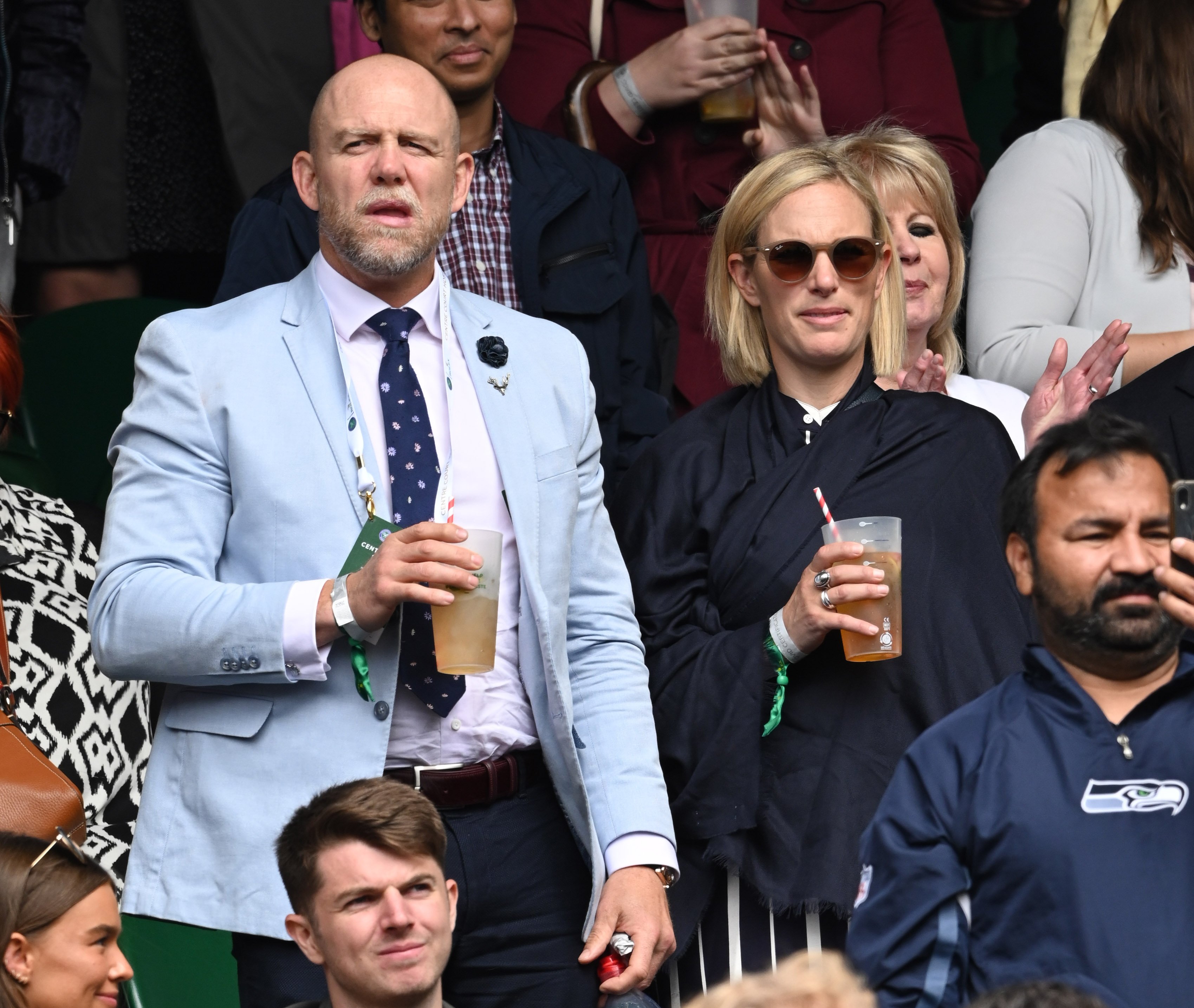 Mike Tindall and Zara Tindall in the stands at Wimbledon