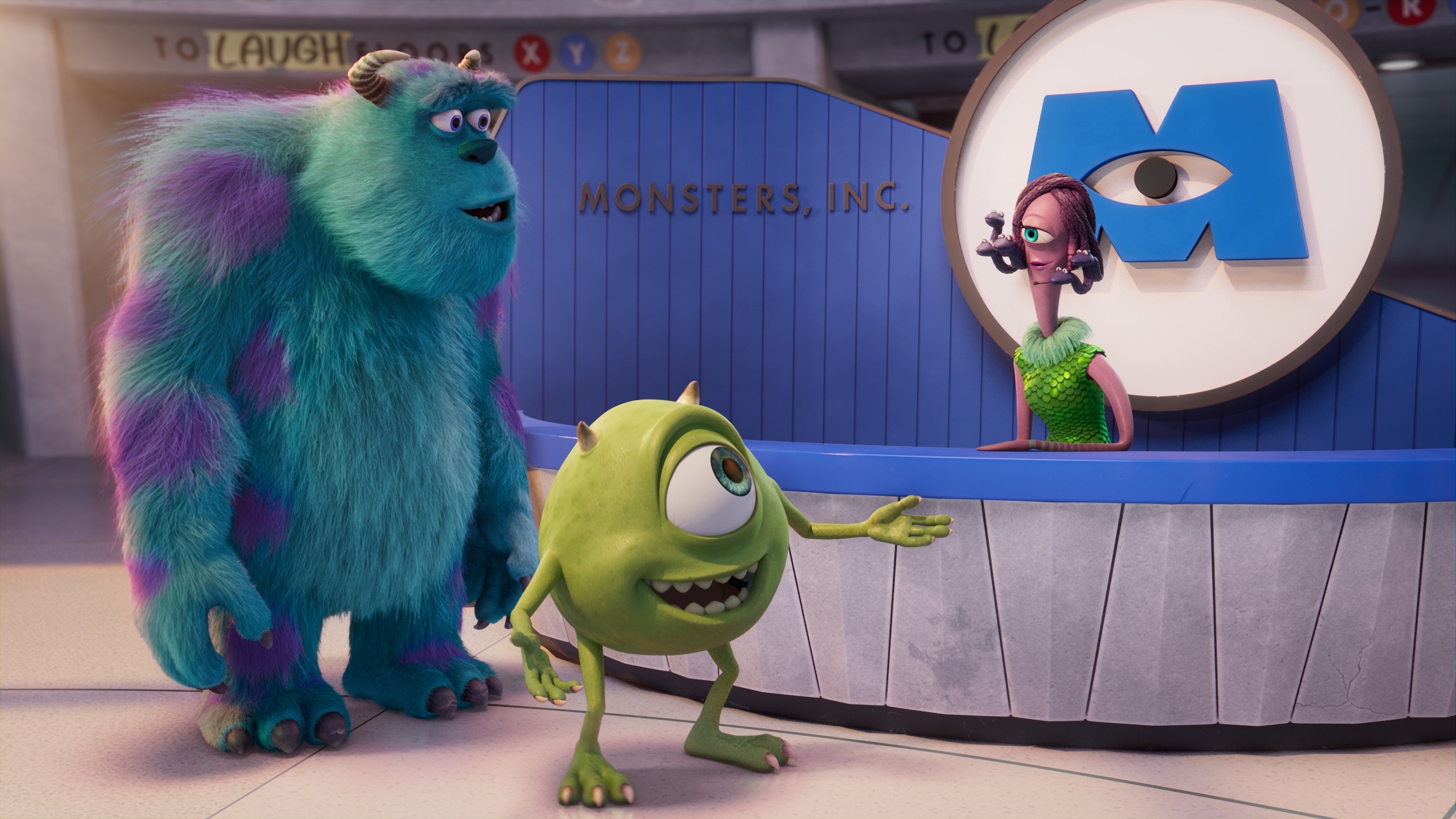 Characters Mike and Sulley in the Disney+ original series 'Monsters at Work'