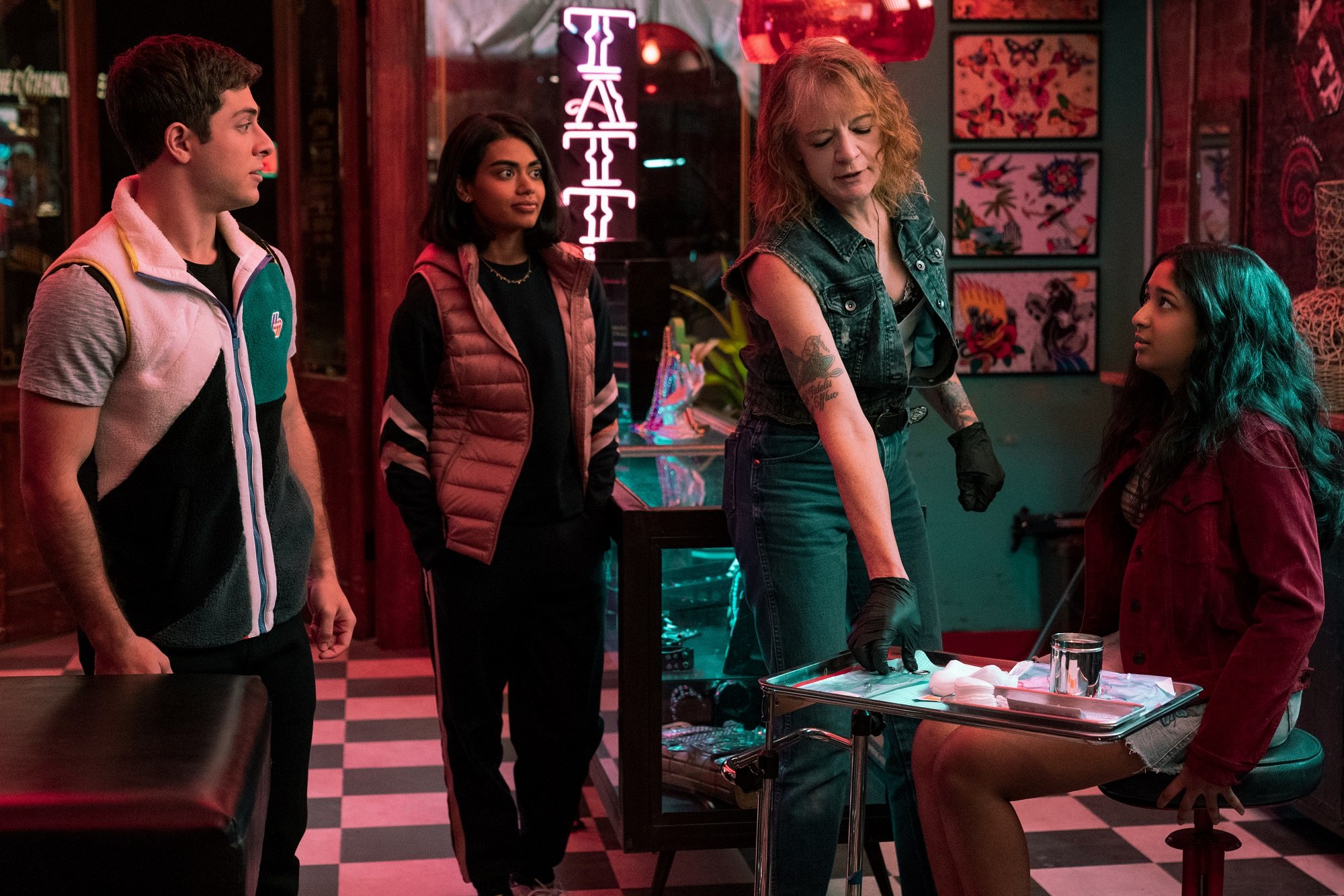 Ben, Aneesa, and Devi visit a tattoo parlor in season 2 of 'Never Have I Ever'