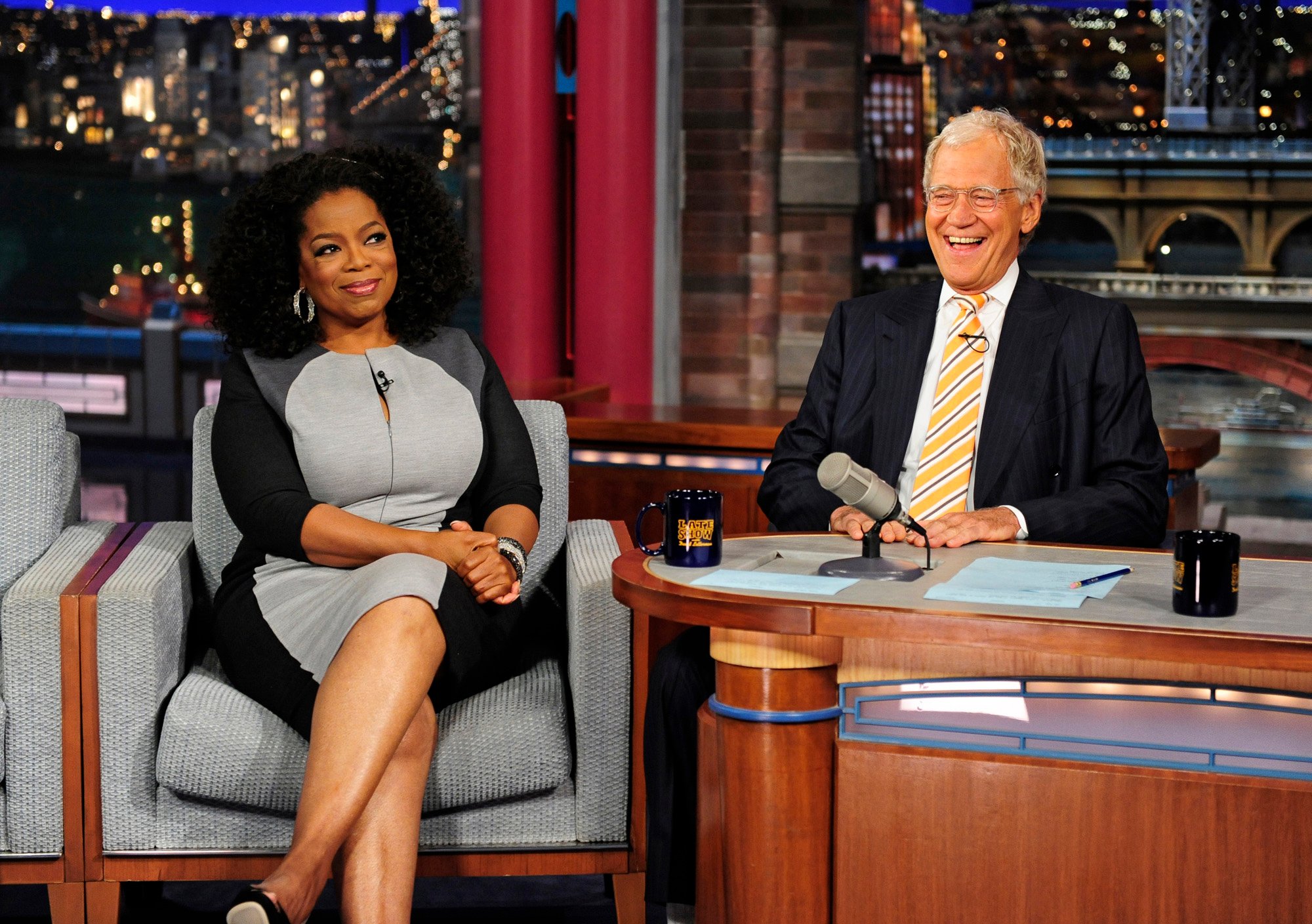 Oprah Winfrey visiting the 'Late Show David Letterman' in 2005