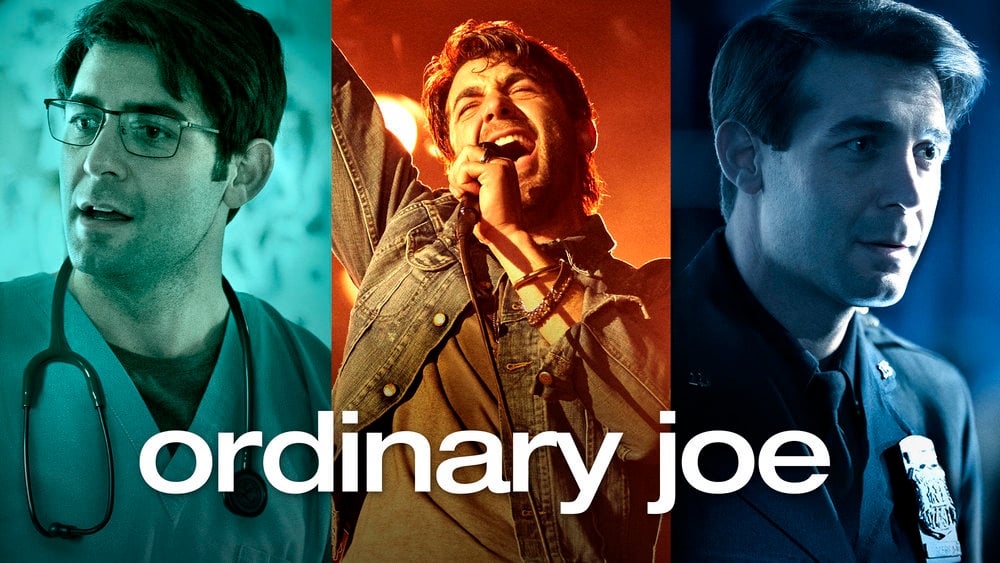 the lead actor for ordinary joe appears in three different costumes--a nurse, rock star, and police officer