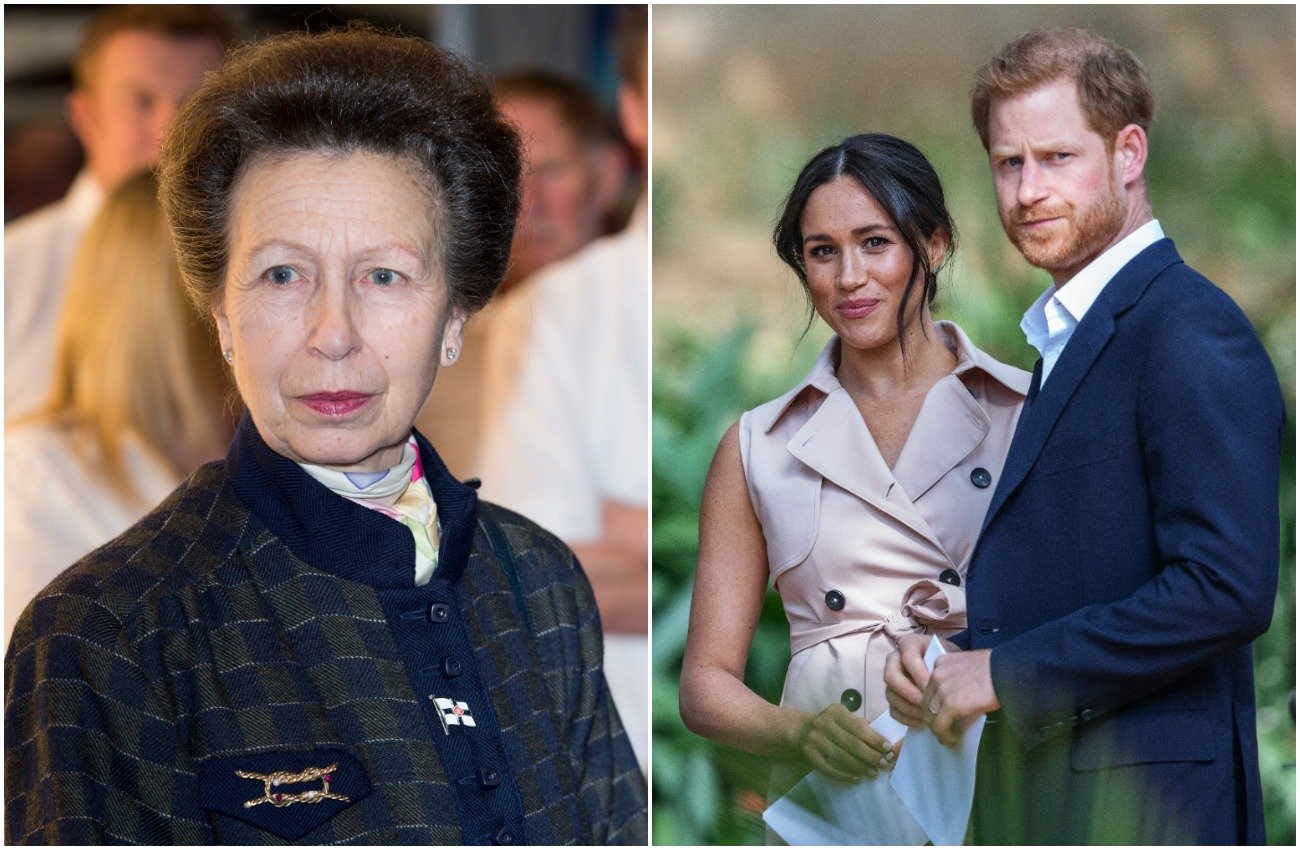 Photo of Princess Anne next to photo of Meghan Markle and Prince Harry