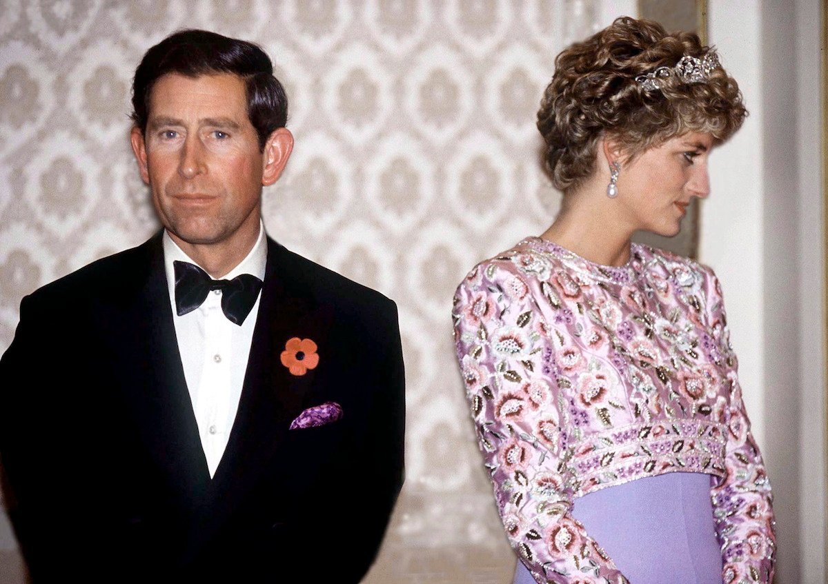 Princess Diana turning away from Prince Charles