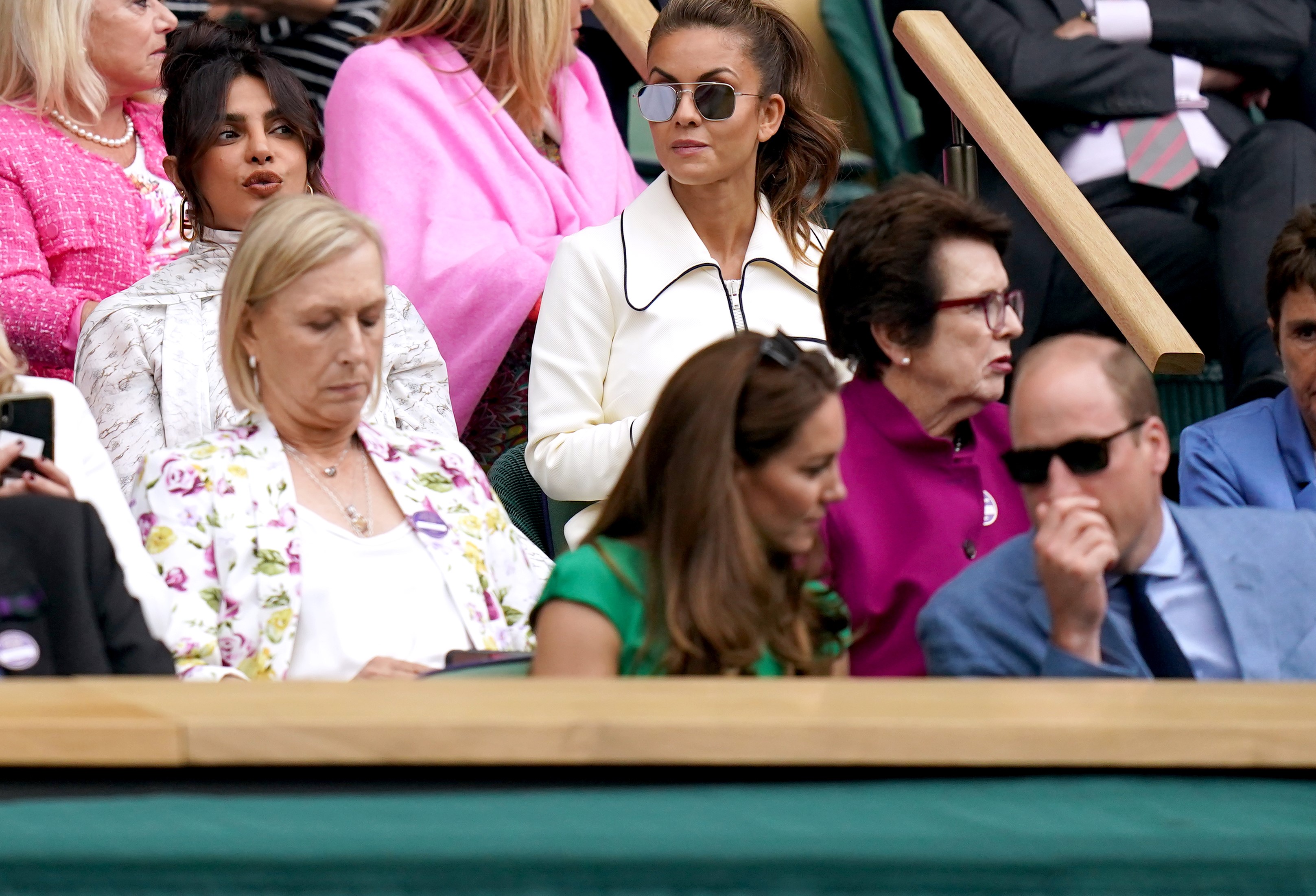 Priyanka Chopra sitting two rows behind Prince William and Kate Middleton on day twelve of Wimbledon