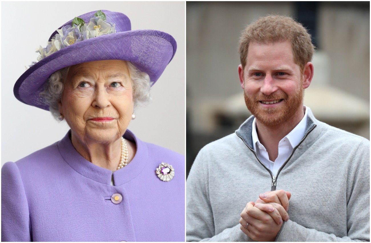 Photos of Queen Elizabeth and Prince Harry side by side