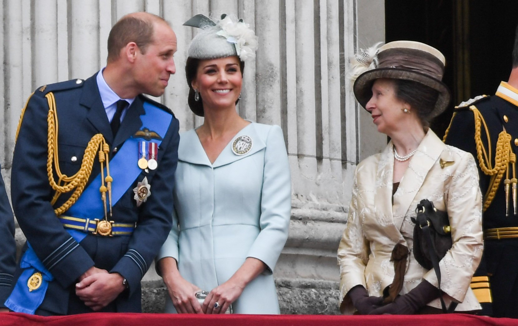 Prince William, Kate Middleton, and Princess Ann, some of the most generous royal family members, laughing