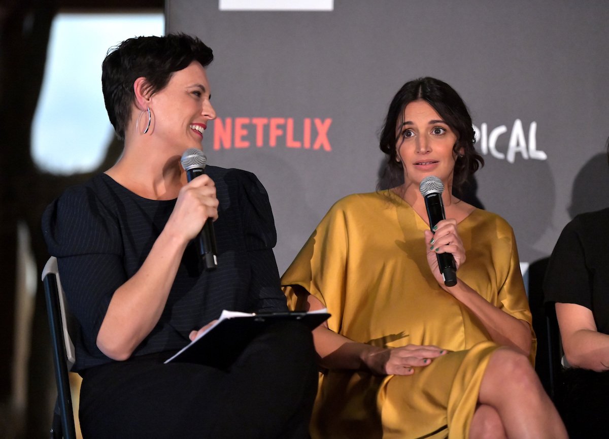 (L-R) Stacey Wilson Hunt and Robia Rashid speak onstage during Netflix "Atypical" Season 3 special screening at Natural History Museum on October 28, 2019 in Los Angeles, California.