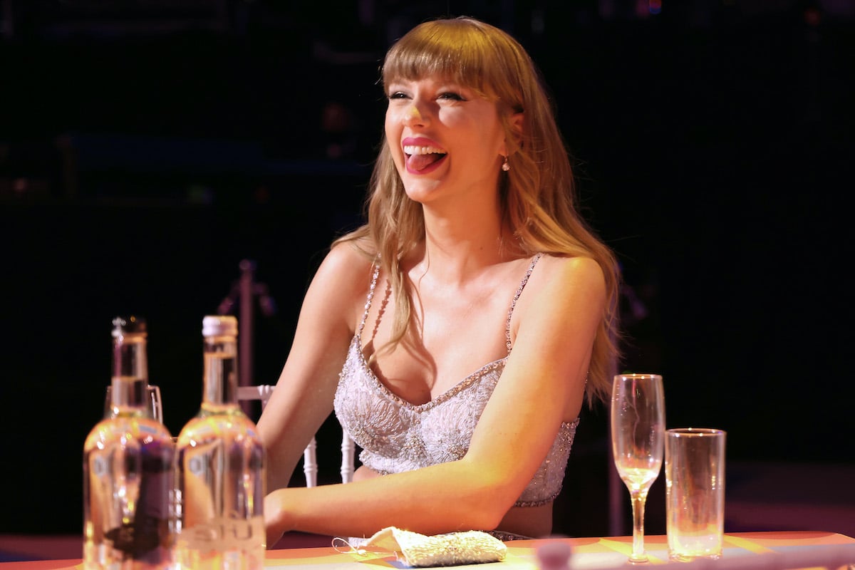 Taylor Swift playfully sticks her tongue out at the BRIT awards
