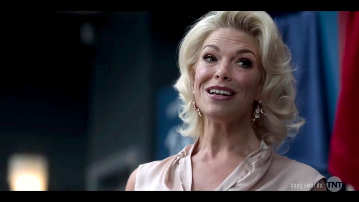 Hannah Waddingham in a screenshot released on April 4, 2021, the cast of "Ted Lasso" perform as their characters during the 27th Annual Screen Actors Guild Awards on April 04, 2021. 