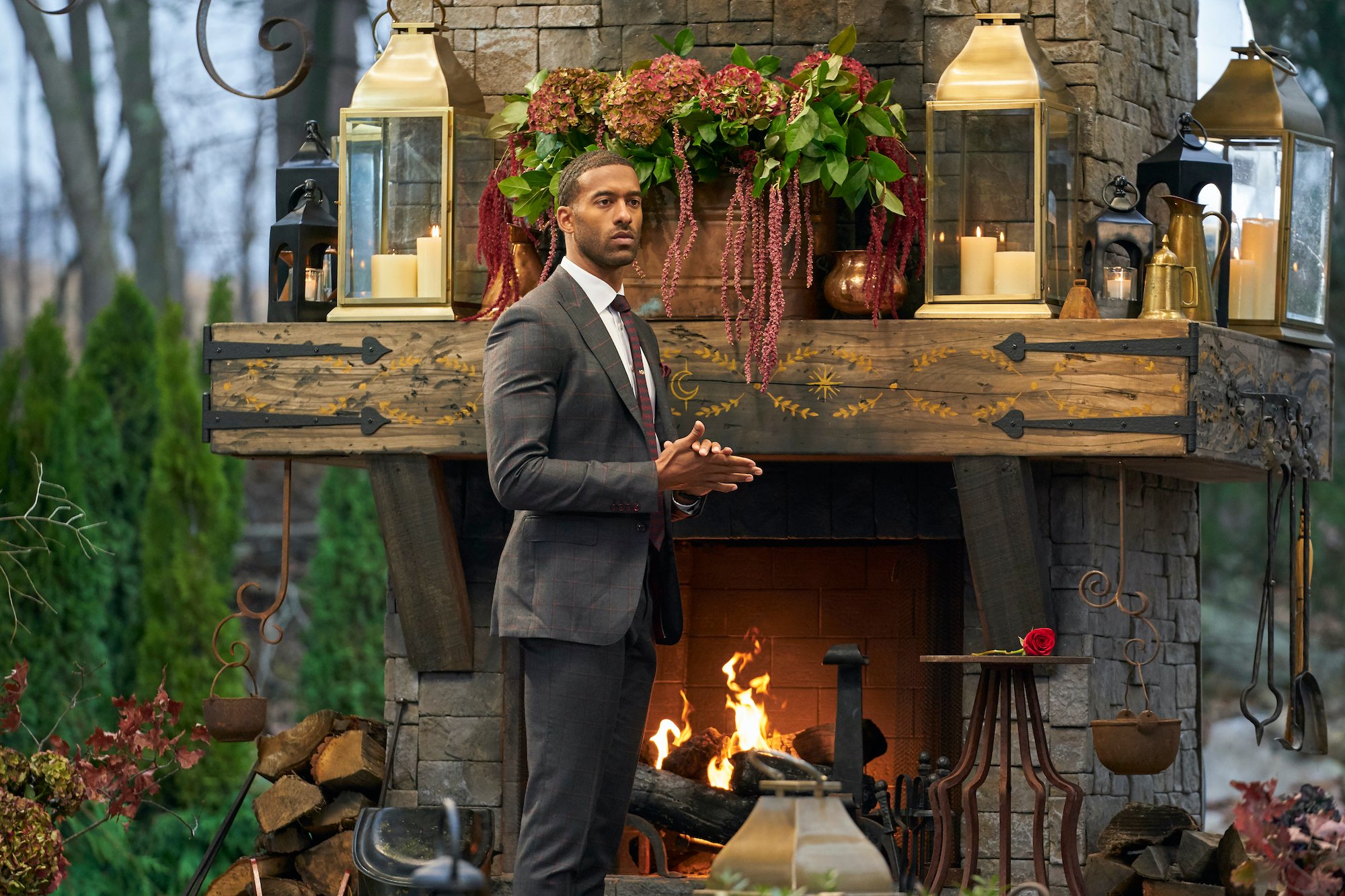 Best 'The Bachelor' episodes include Matt James, pictured, in front of an outdoor fireplace