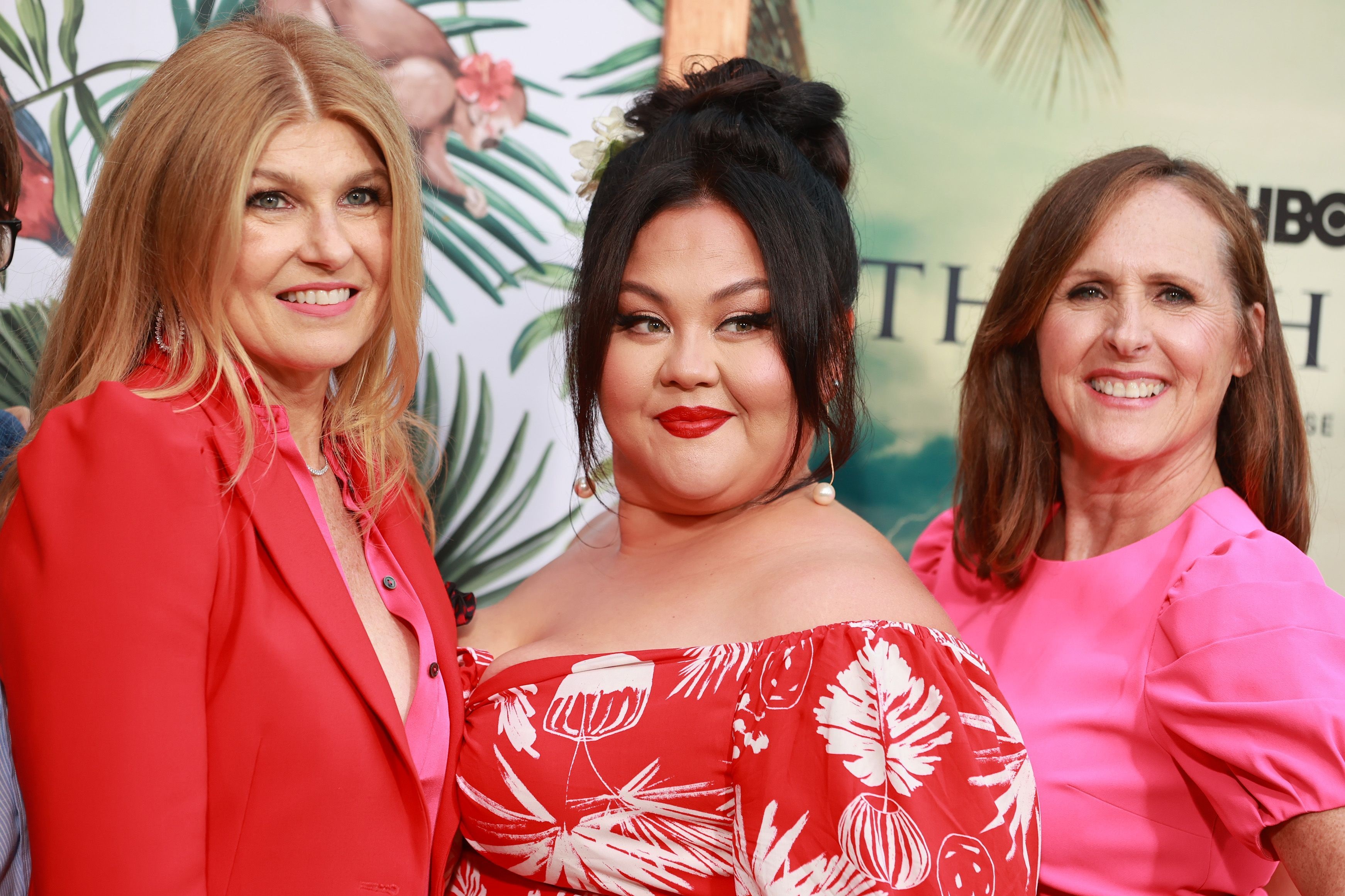 'The White Lotus' stars Connie Britton, Jolene Purdy and Molly Shannon posing for photographers at the Los Angeles Premiere