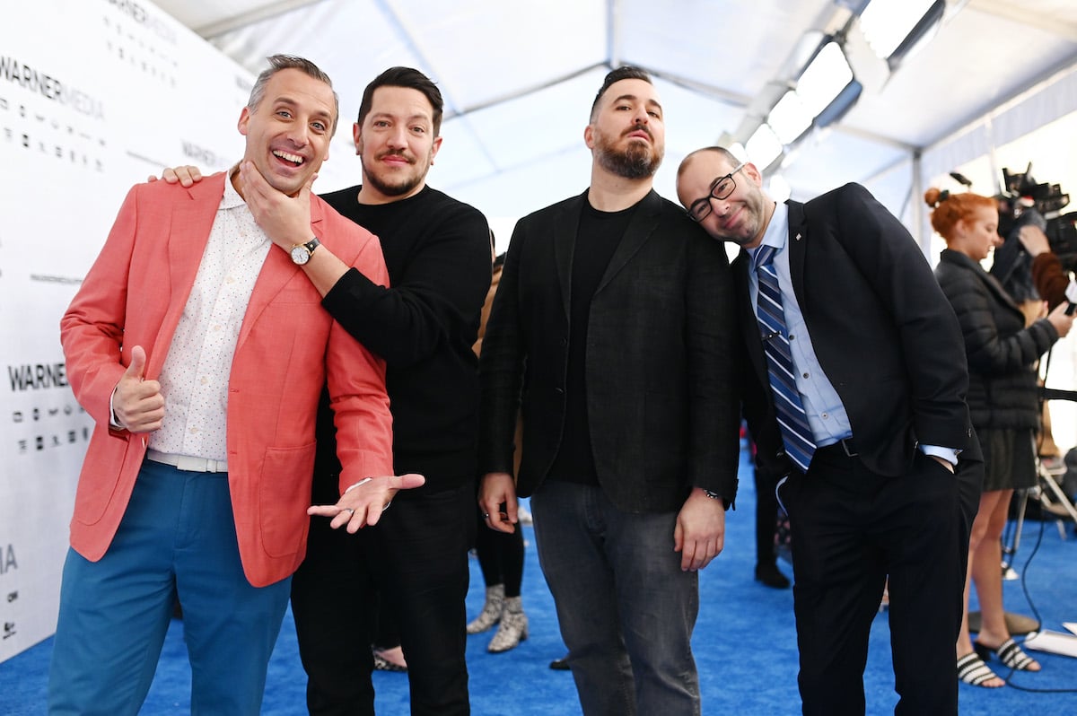 Joe Gatto, Sal Vulcano, Brian Quinn, and James Murray of truTV's 'Impractical Jokers' pose together on the red carpet at a media event