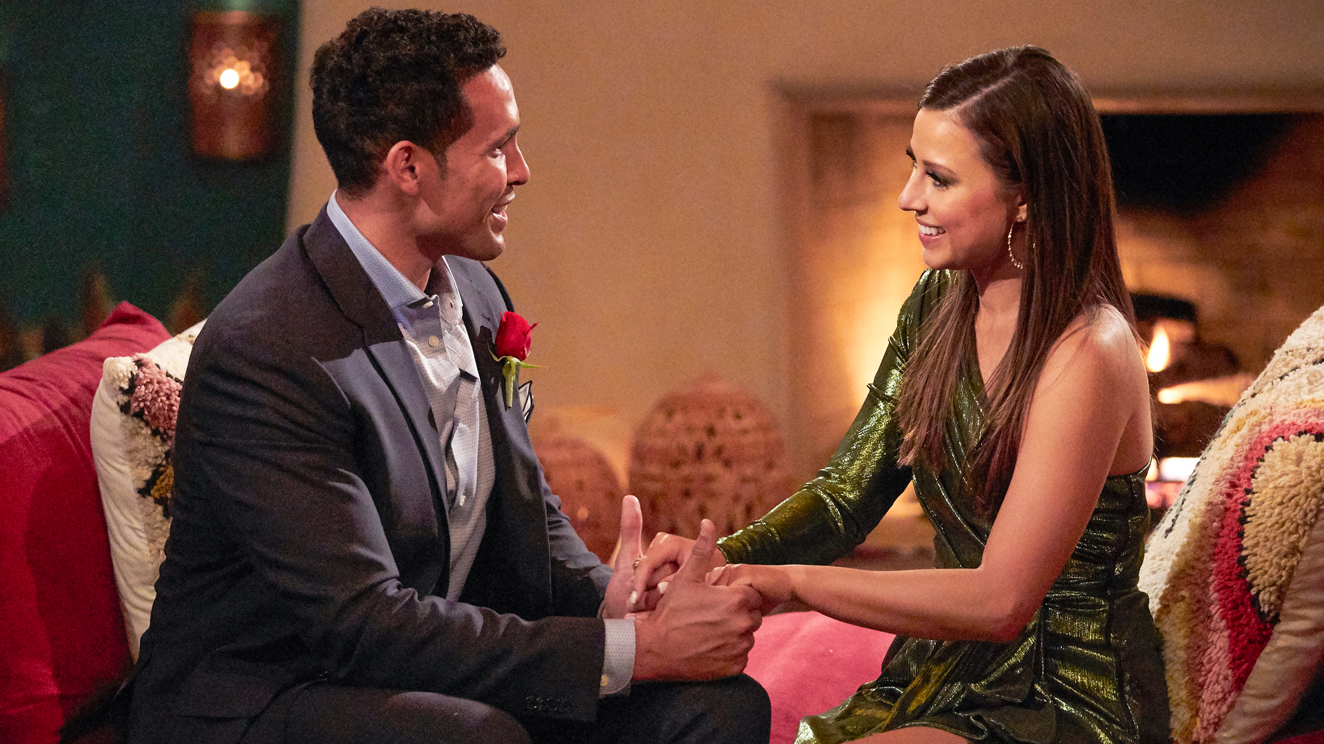 Thomas Jacobs and Katie Thurston talk before the rose ceremony in ‘The Bachelorette’ Season 17 Episode 3 in 2021