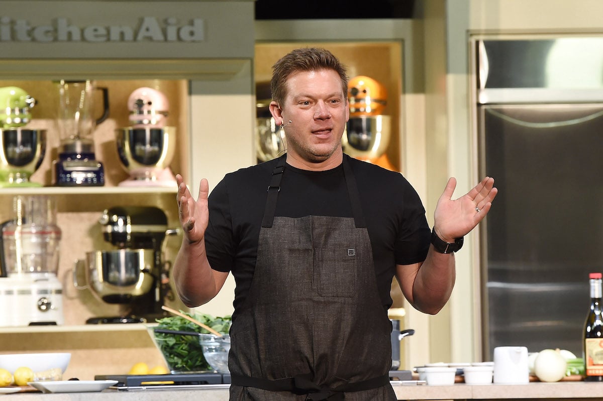Tyler Florence gives a culinary demonstration at the 2014 Food Network New York City Wine and Food Festival