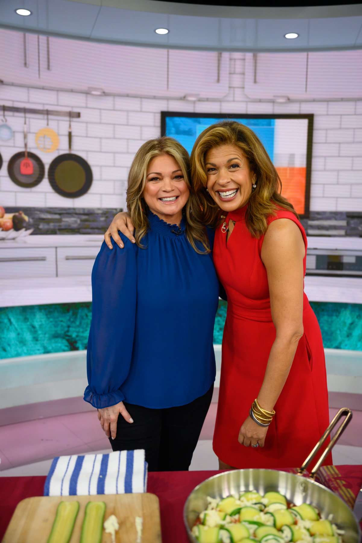 Television personalities Valerie Bertinelli and Hoda Kotb pose for a photo on the 'Today' set
