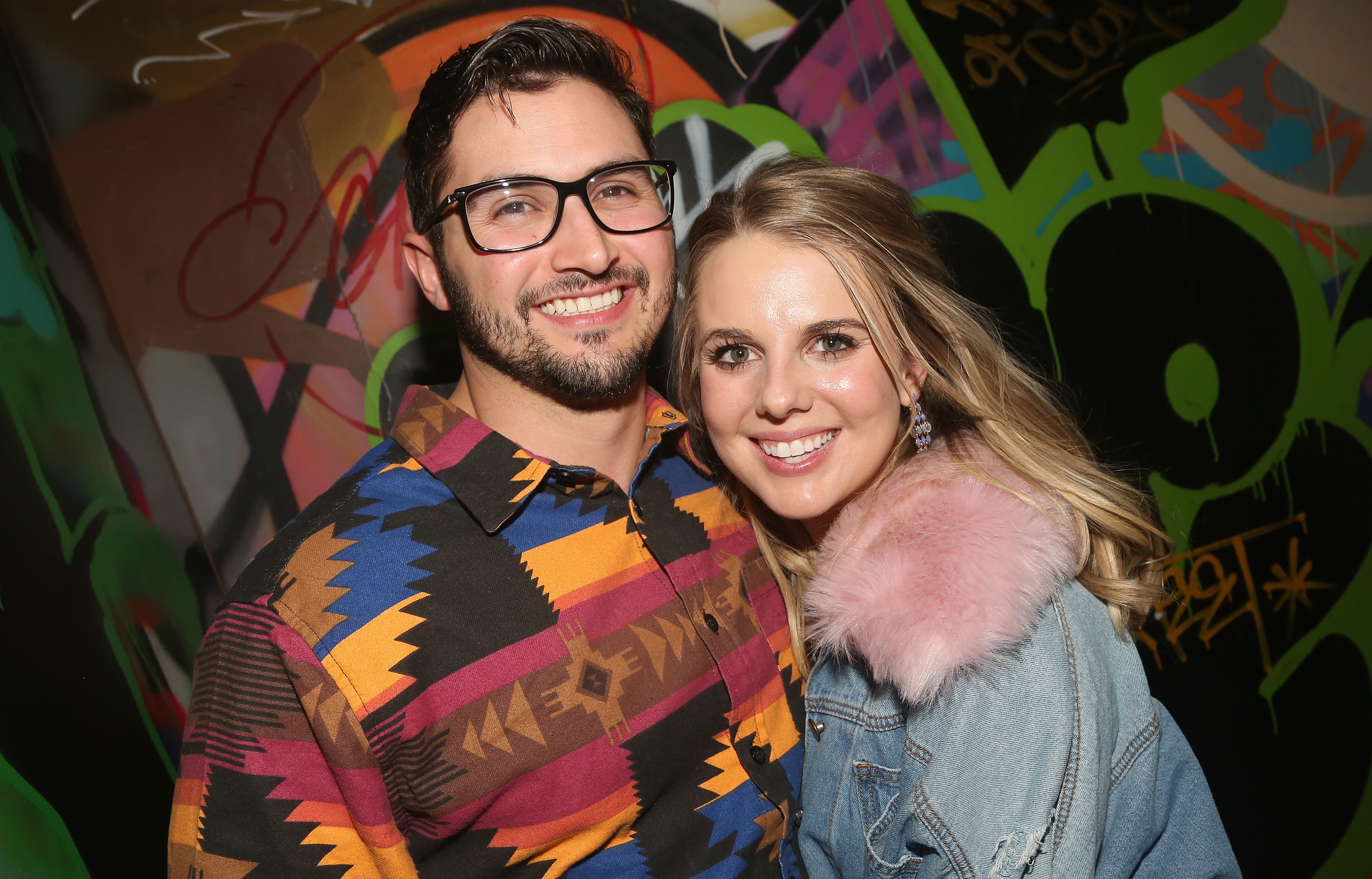 Big Brother 16, 18 winner Nicole Franzel and fiancee Big Brother 18 star Victor Arroyo backstage at Frankie Grande's "Livin' La Vida Grande"