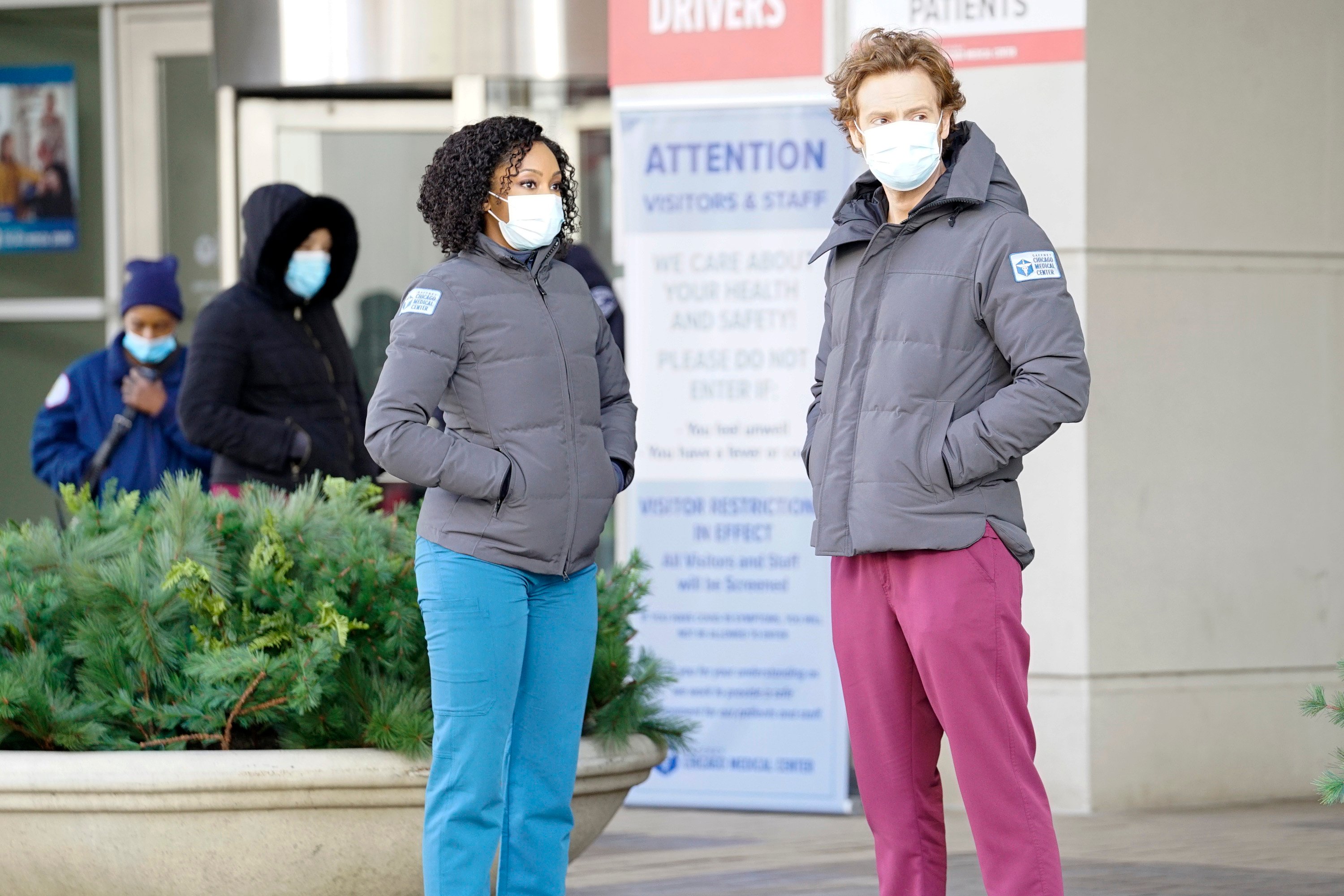 Yaya DaCosta as April Sexton and Nick Gehlfuss as Dr. Will Halstead on 'Chicago Med'  