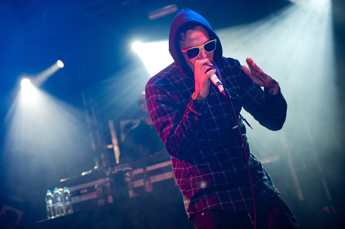 Michael Wayne Atha of Yelawolf performs on stage at Electric Ballroom on May 14, 2012 in London, United Kingdom. 