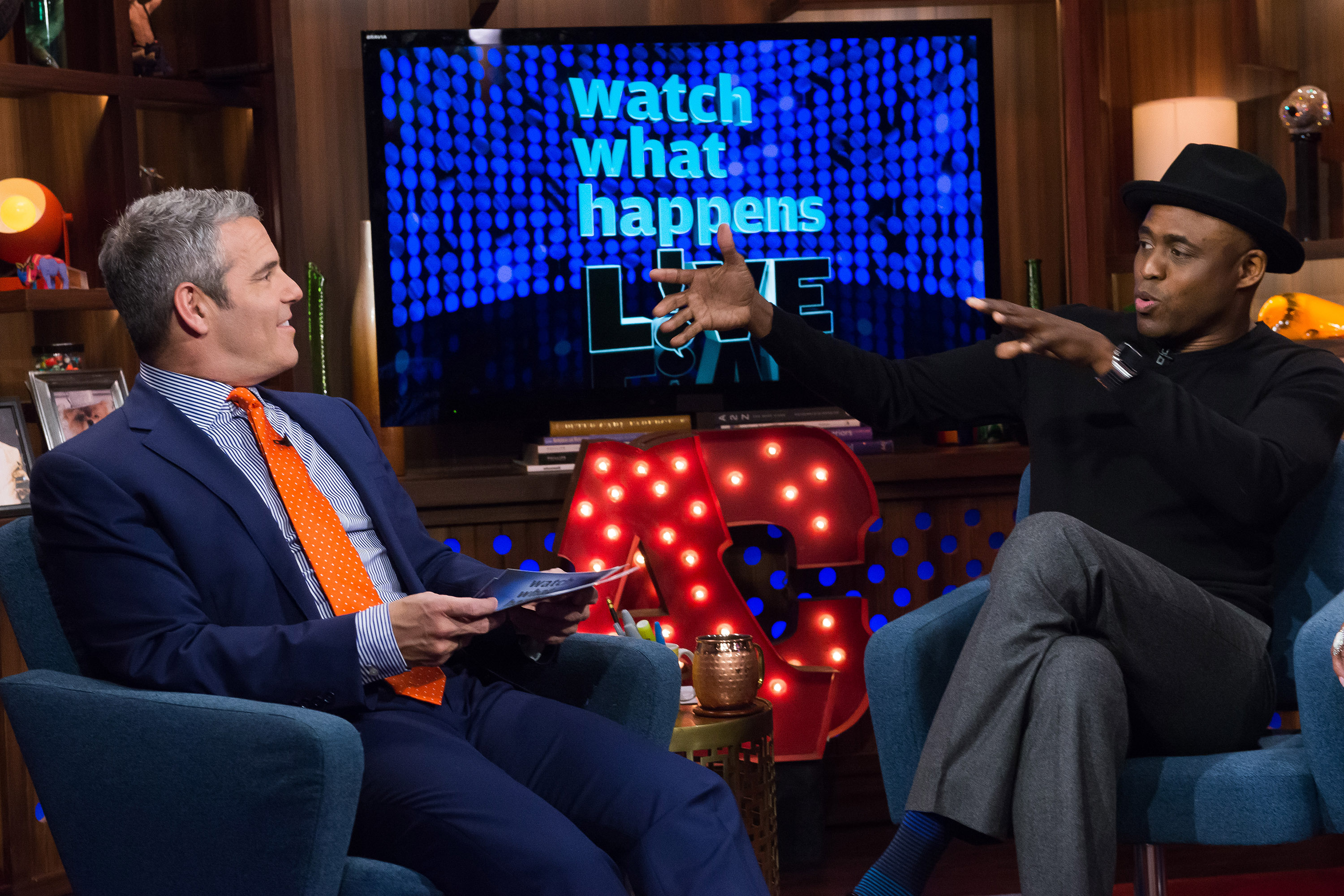 Andy Cohen and Wayne Brady on 'Watch What Happens Live.' 