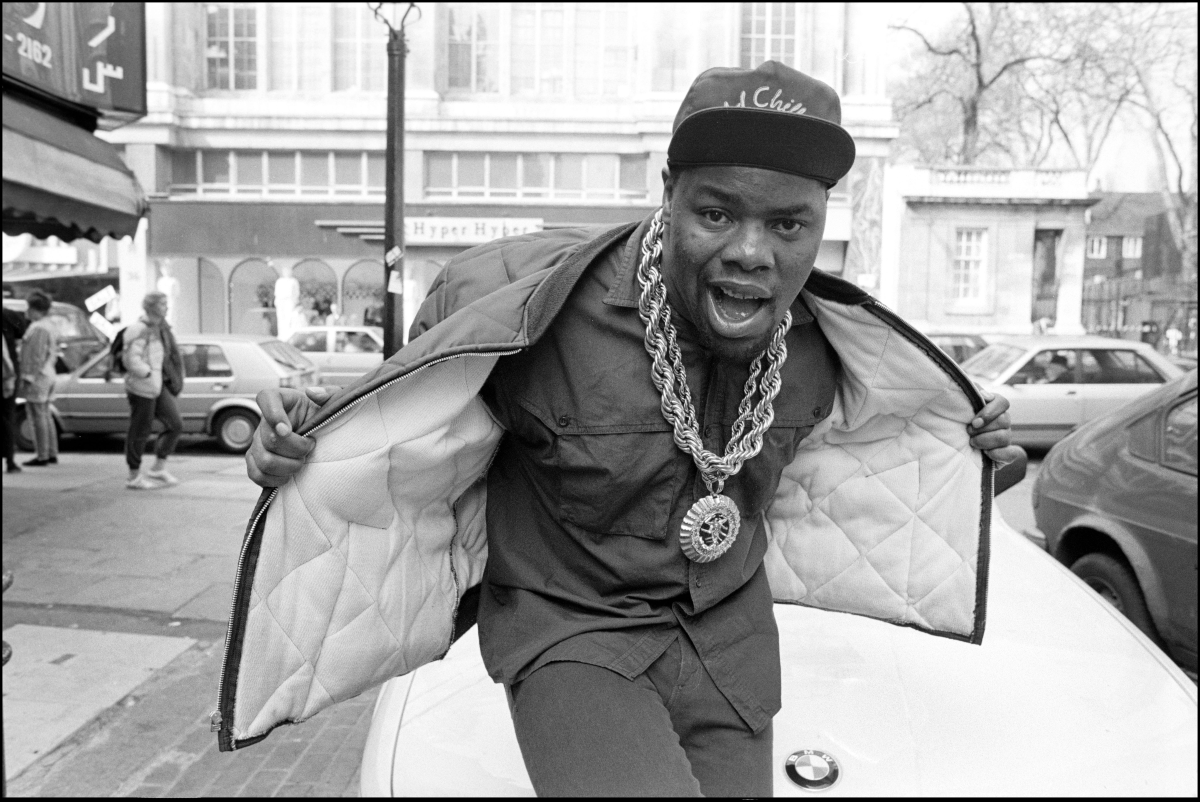 Biz Markie at Kensington High Street, London, UK on 6 April 1988