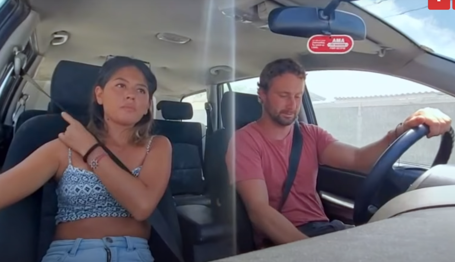 90 Day Fiancé couple Corey and Evelin together in the car, Corey Rathgeber is driving