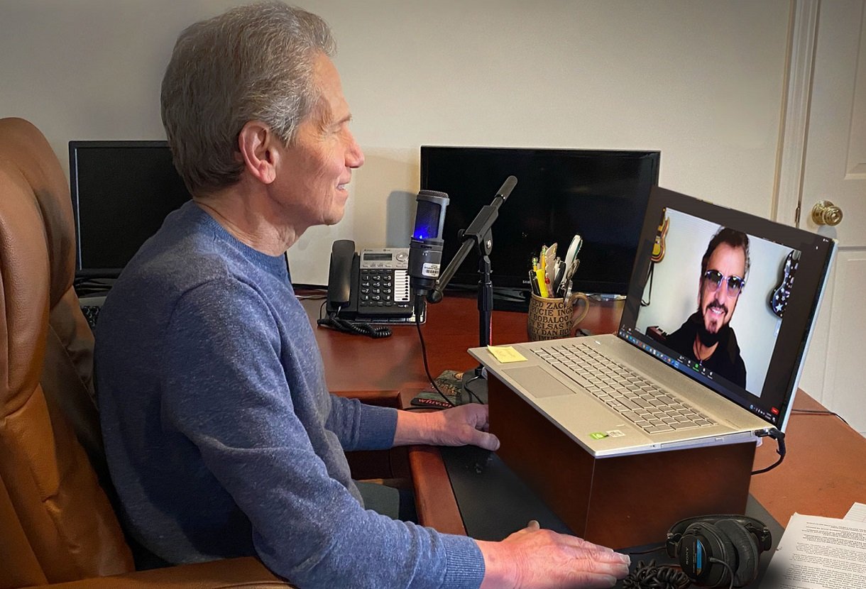 Dennis Elsas speaking to Ringo Starr on a video call.