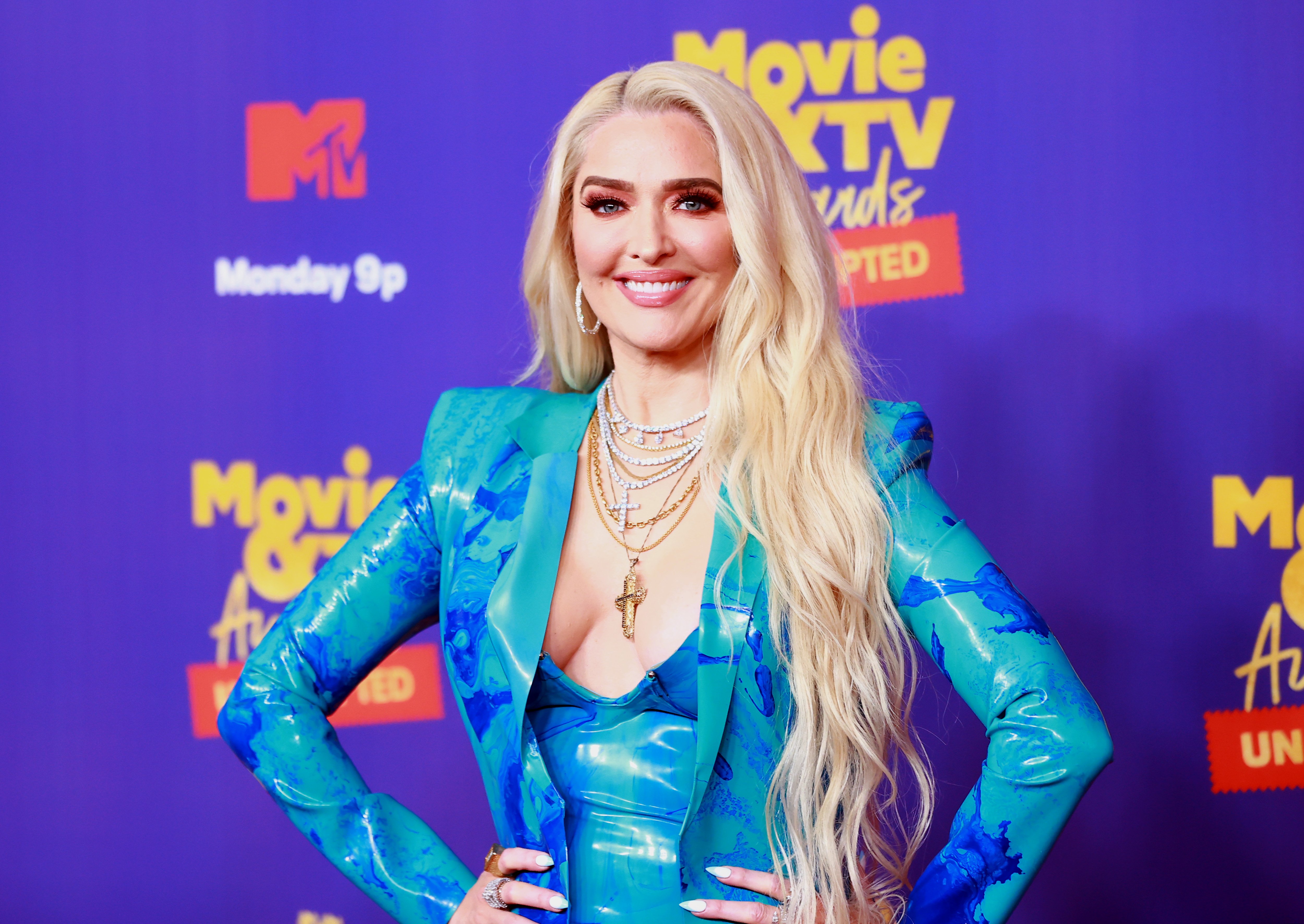 Erika Jayne posing for the cameras during the red carpet at the 2021 MTV Movie & TV Awards