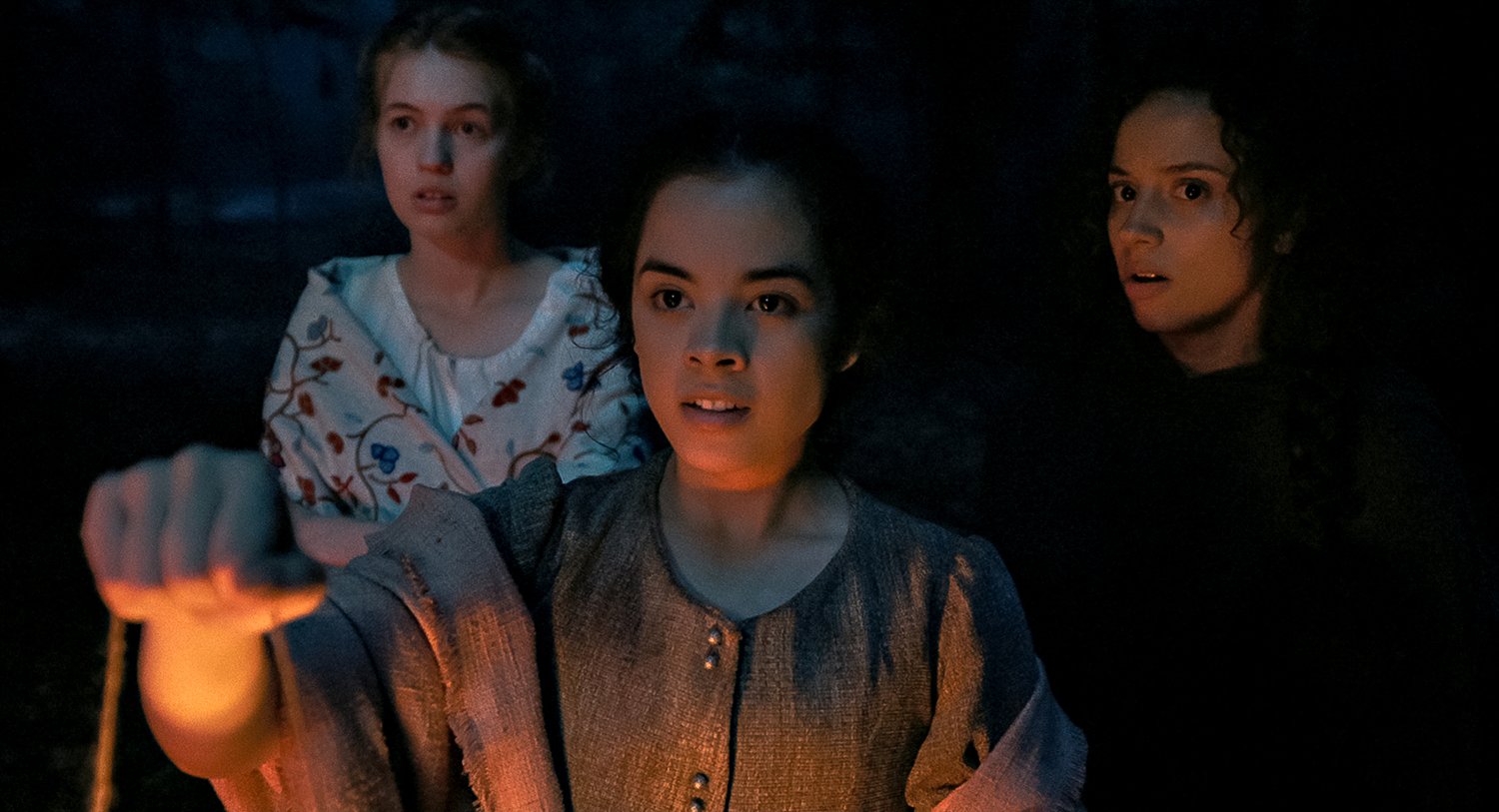 Olivia Scott Welch, Julia Rehwald, and Kiana Madeira in 'Fear Street Part 3: 1666'