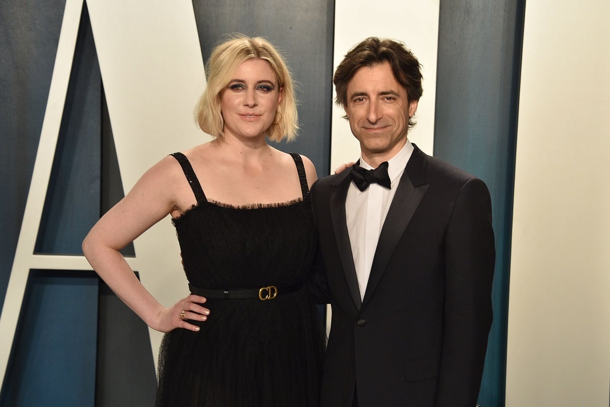 Greta Gerwig (L) and Noah Baumbach attend the 2020 Vanity Fair Oscar Party on February 9, 2020, in Beverly Hills, California.