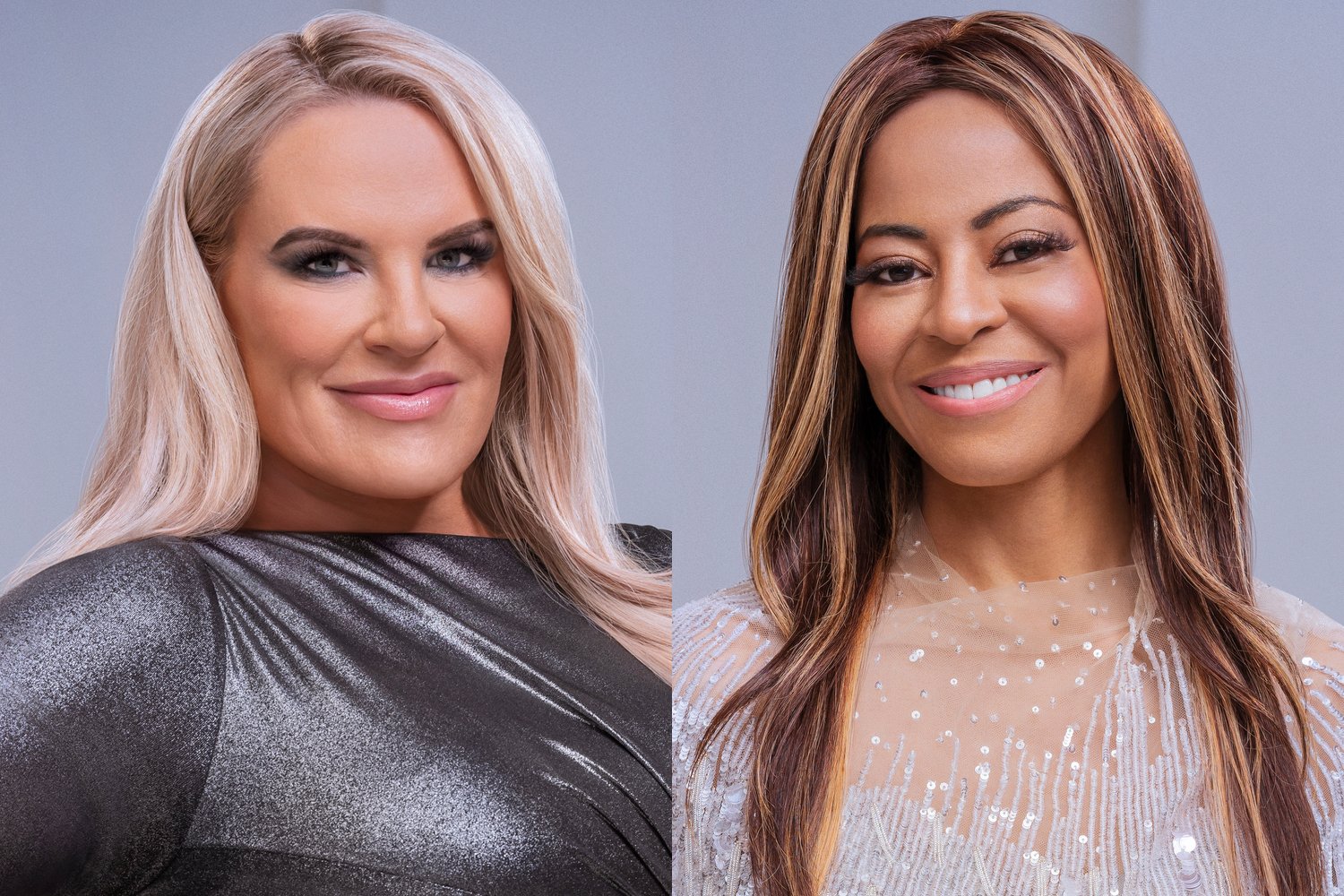 Heather Gay and Mary Cosby smiling in their 'RHOSLC' Season 1 official portraits